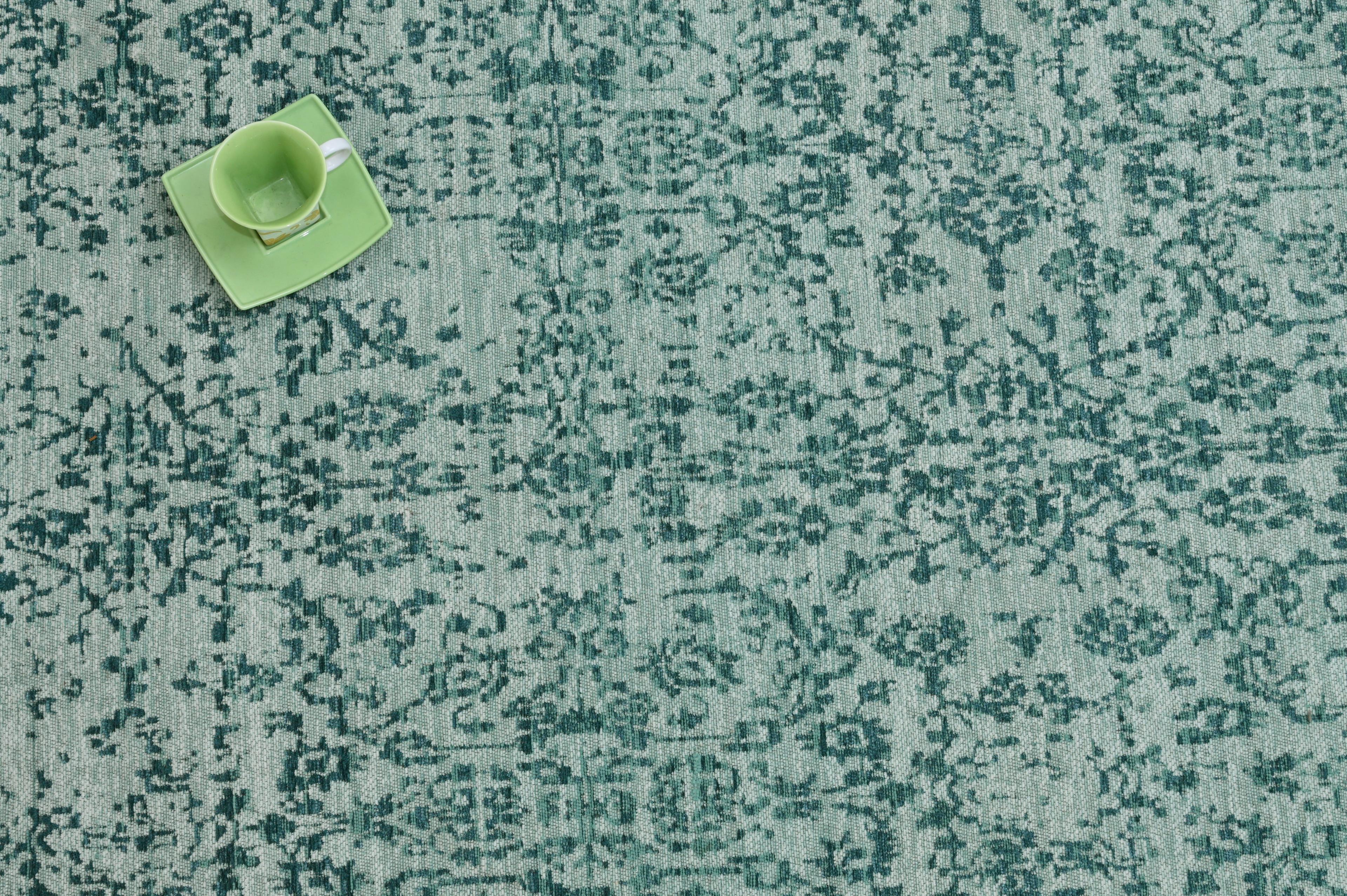 Alfombra Sintetica Deco  c/Antideslizante Turquesa Vintage 2,7x3,6 mts-2