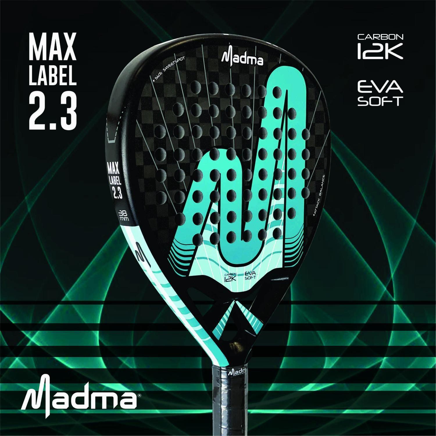 Pala de Padel Madma Max Lable 12K Carbon Azul-2