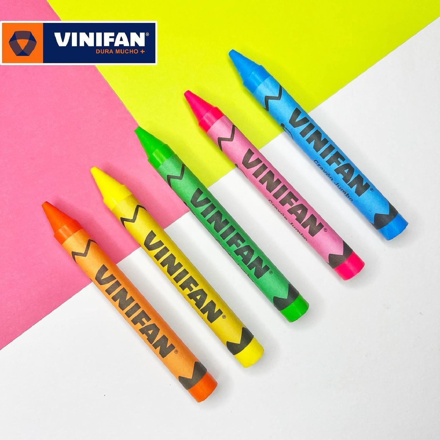 Crayones Lapices Cera Jumbo Vinifan - Set 12 Colores-2