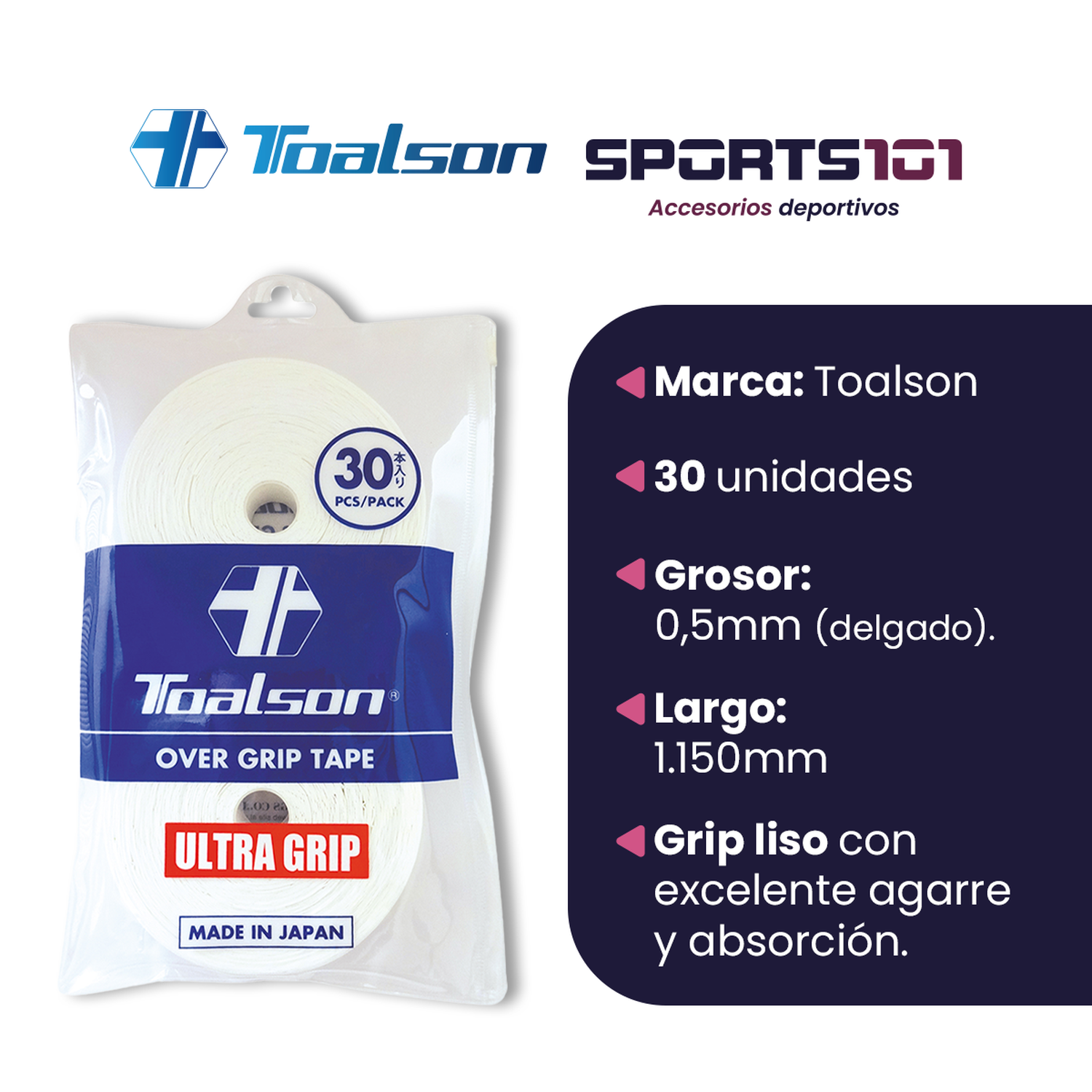 Grip de Tenis Toalson Ultra Grip Overgrip - Pack 30 Uds-1