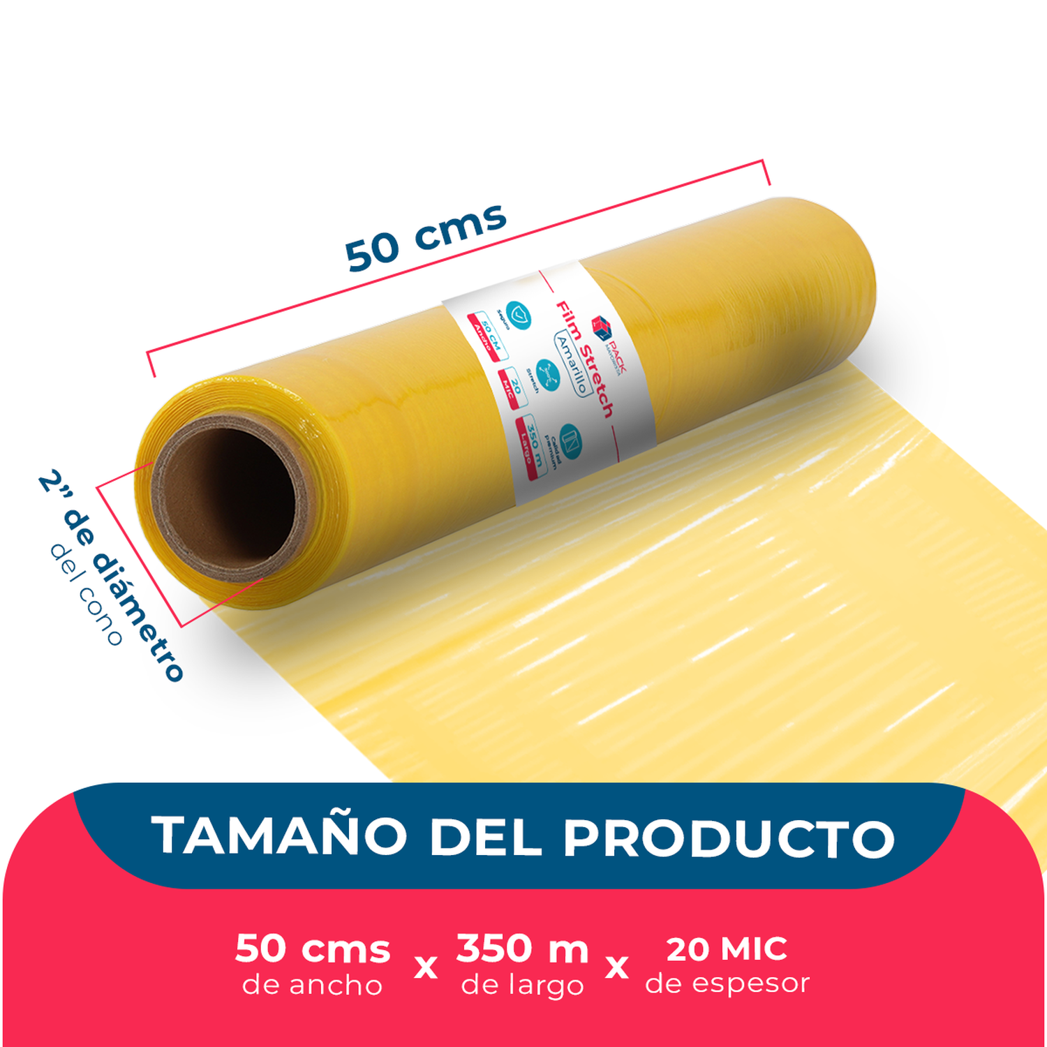 Film Stretch Amarillo 1,7kg 350m Pack Mayorista - Caja 6 Uds-2