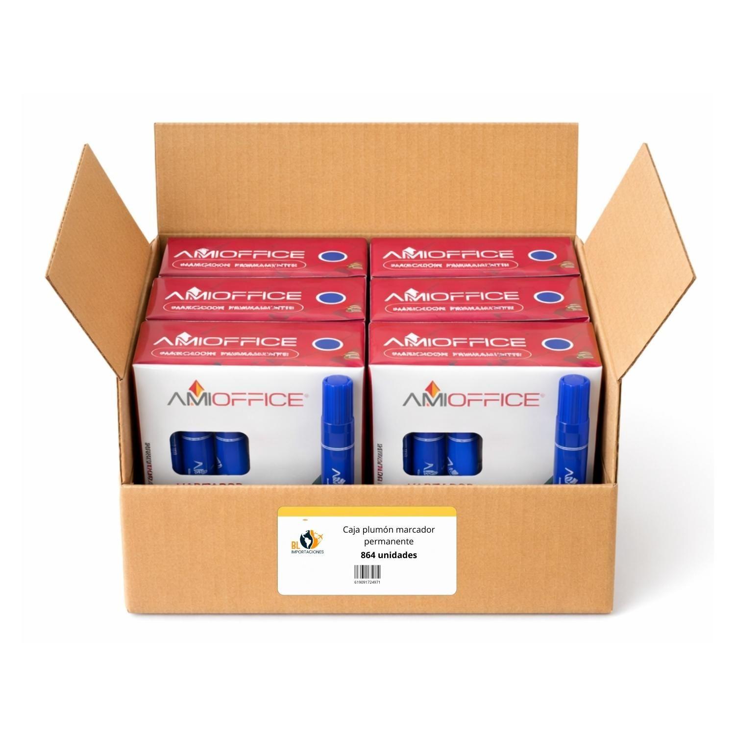 Caja Plumón Marcador Permanente Punta Redonda - 864 uds-0