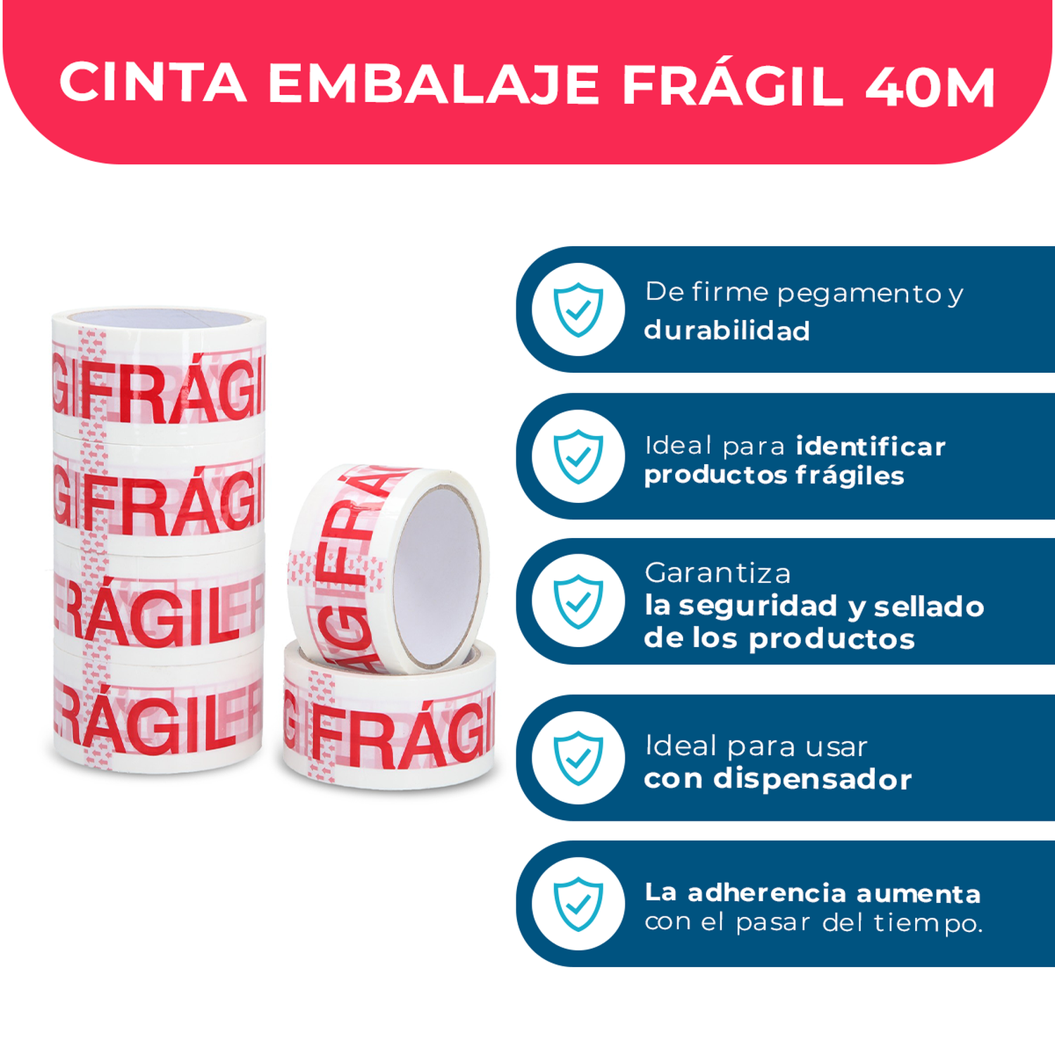 Cinta De Embalaje Frágil 48mm*40m - Pack Mayorista - 72 Uds-2