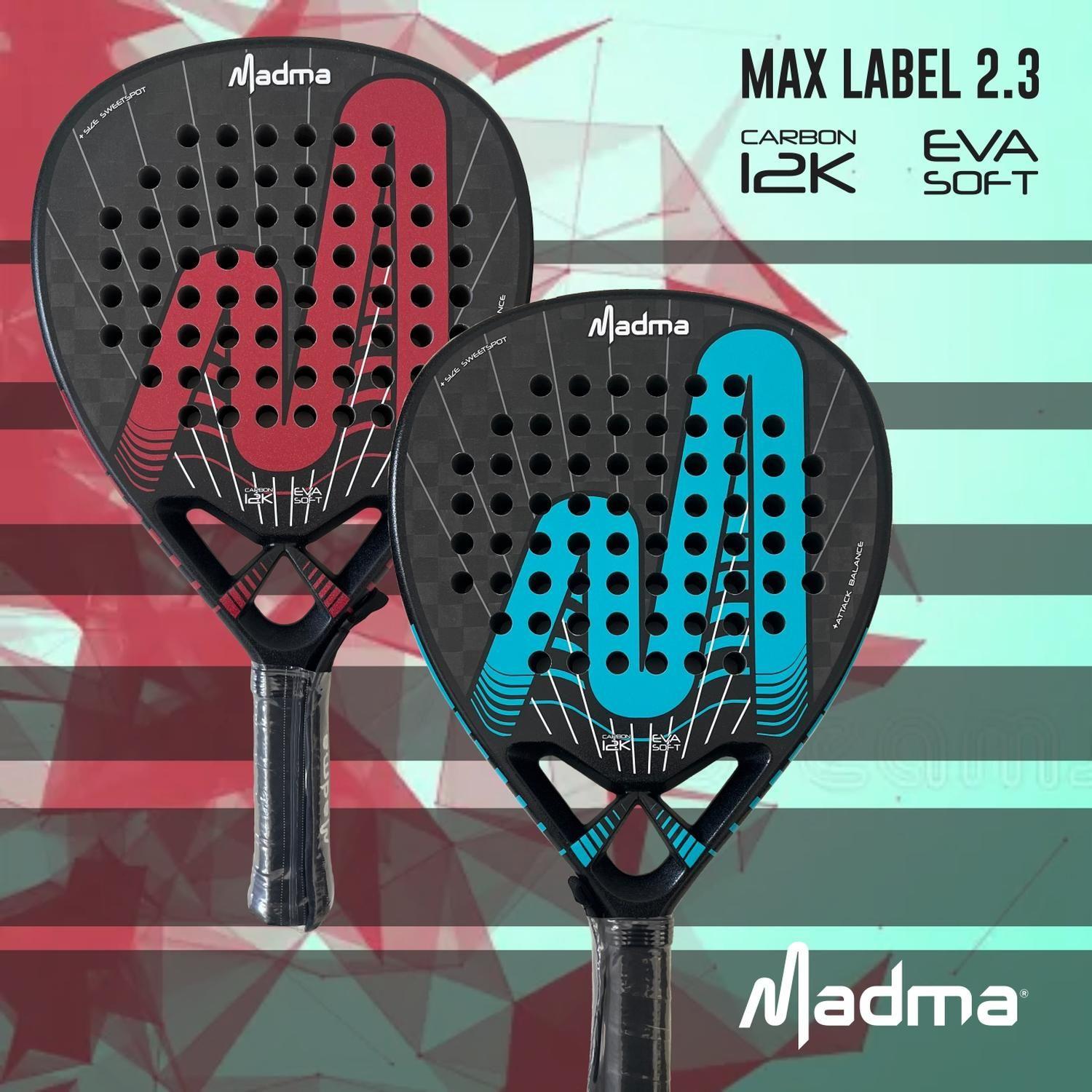 Pala de Padel Madma Max Lable 12K Carbon Rojo-2