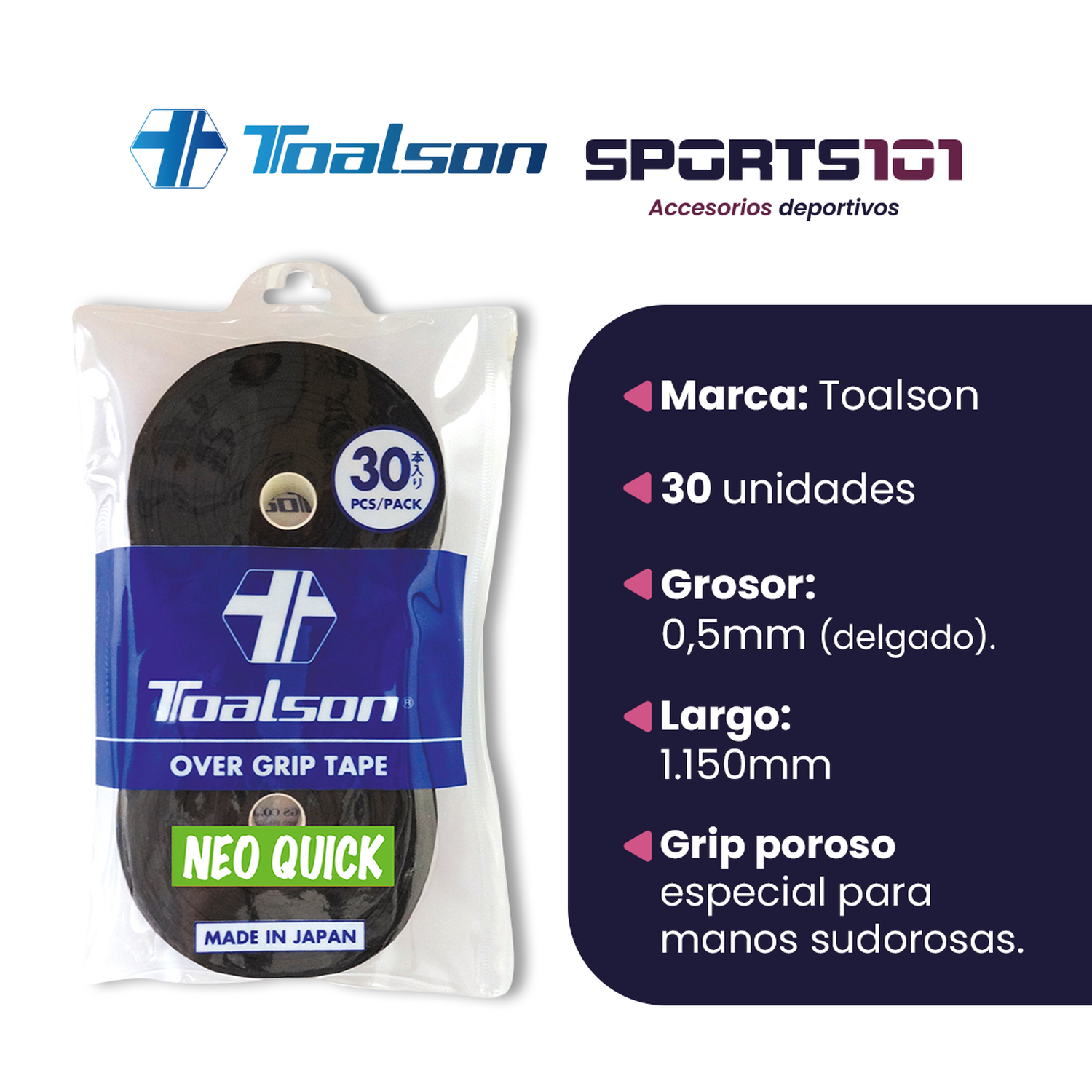 Grip de Tenis Toalson Neo Quick Overgrip - Pack 30 Uds-1