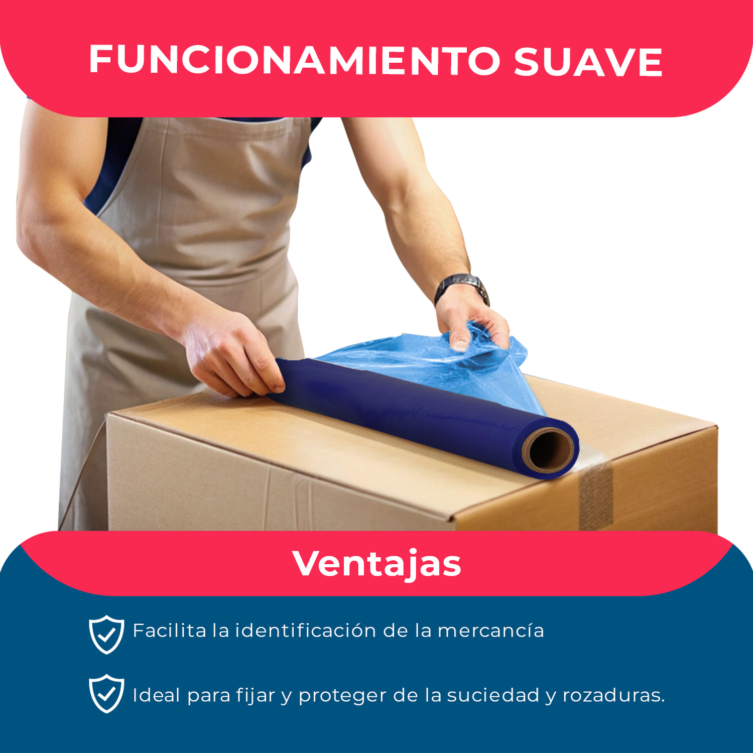 Film Stretch Azul 1,7kg (350m) - Pack Mayorista - Caja 6 Uds-3