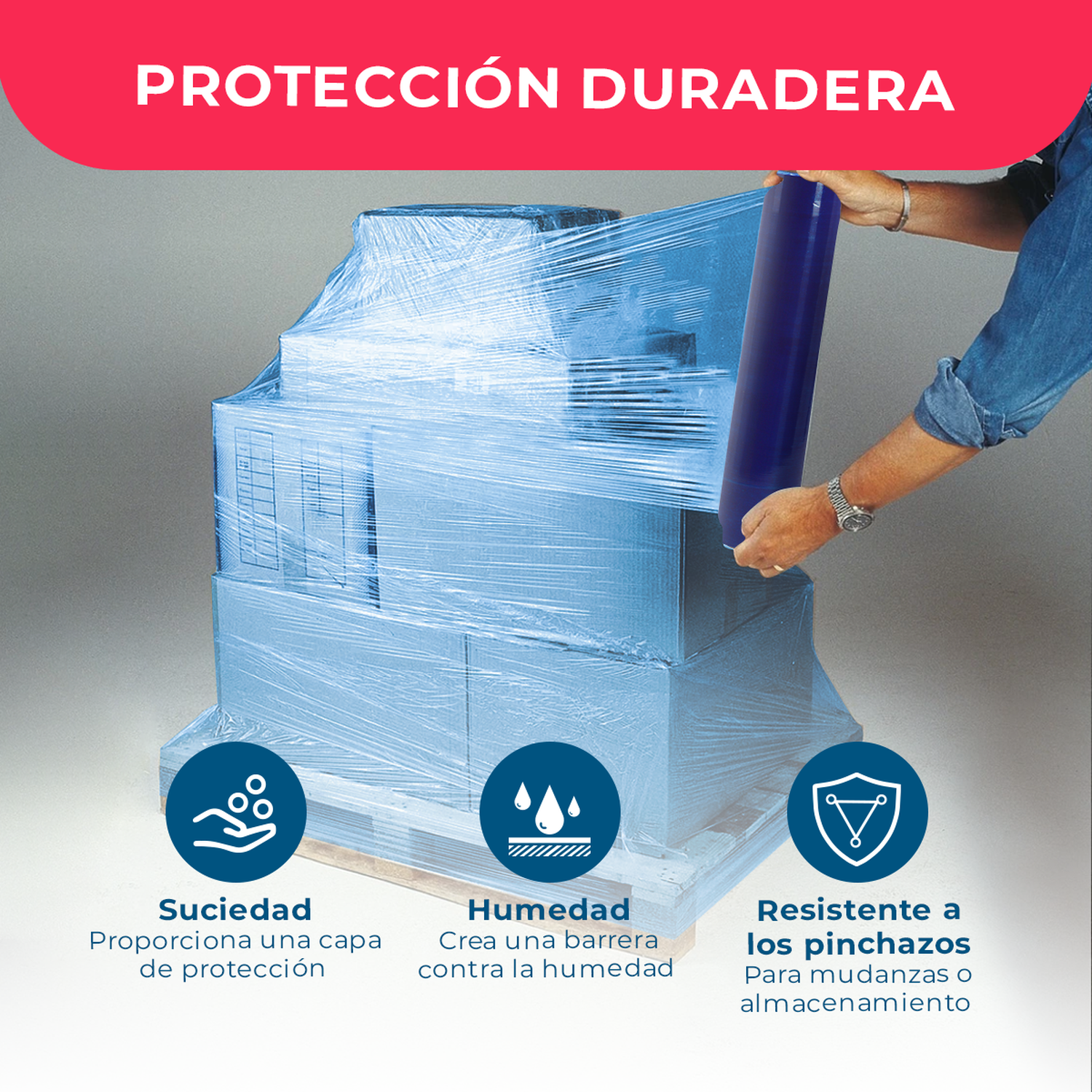 Film Stretch Azul 1,7kg (350m) - Pack Mayorista - Caja 6 Uds-4