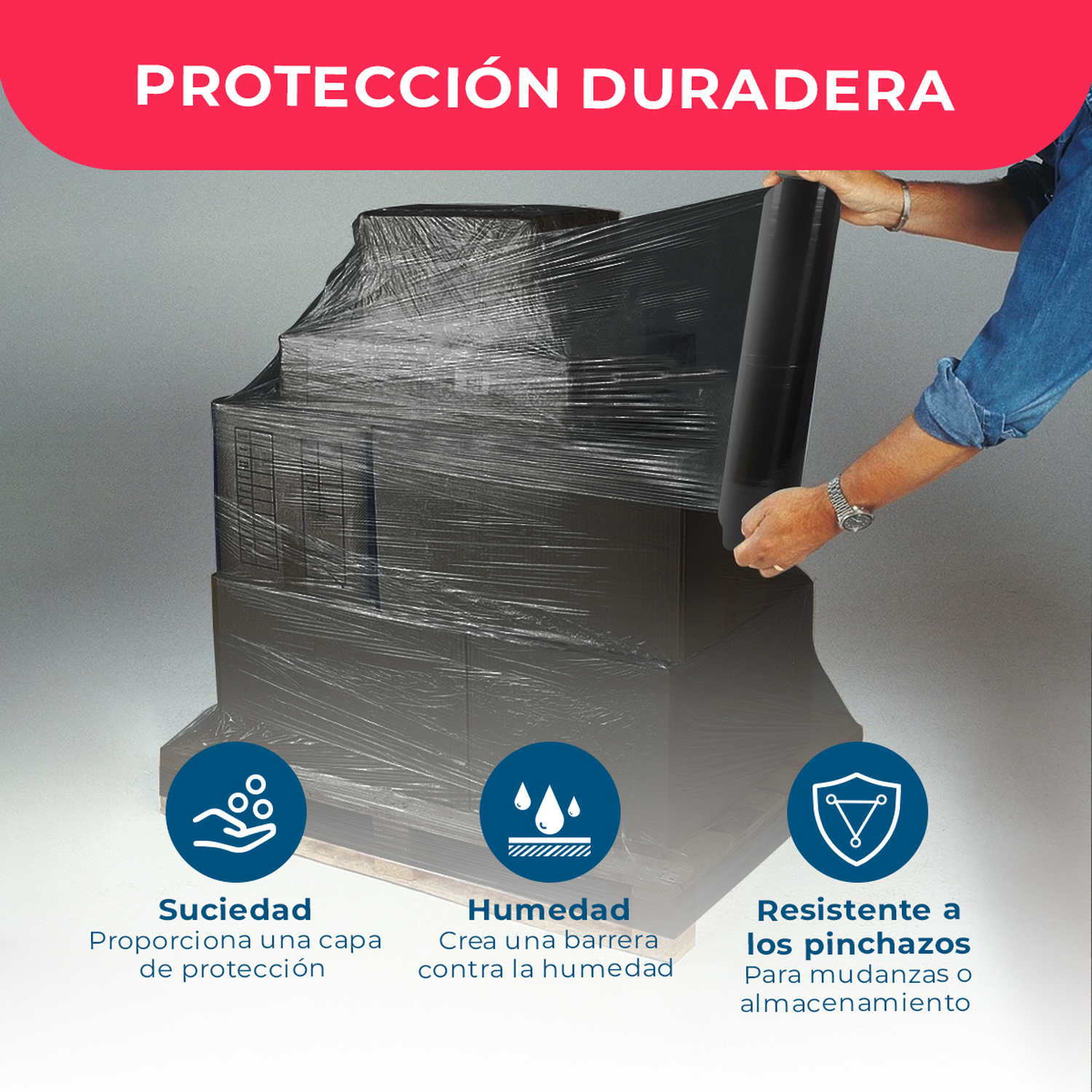 Film Stretch Negro 1,7kg (350m) - Pack Mayorista - Caja 6 Uds-4