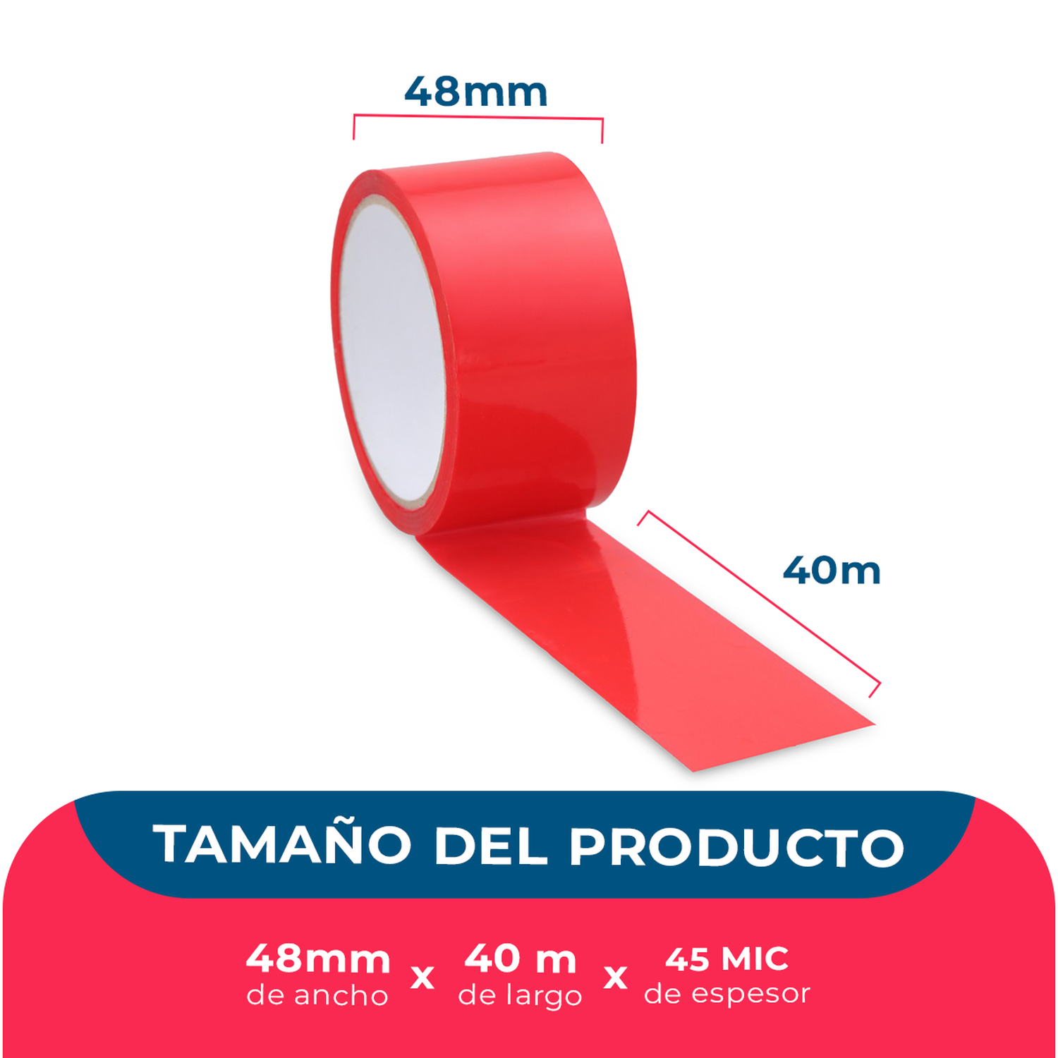 Cinta De Embalaje Roja 48mm*40m - Pack Mayorista - 6 Uds-2