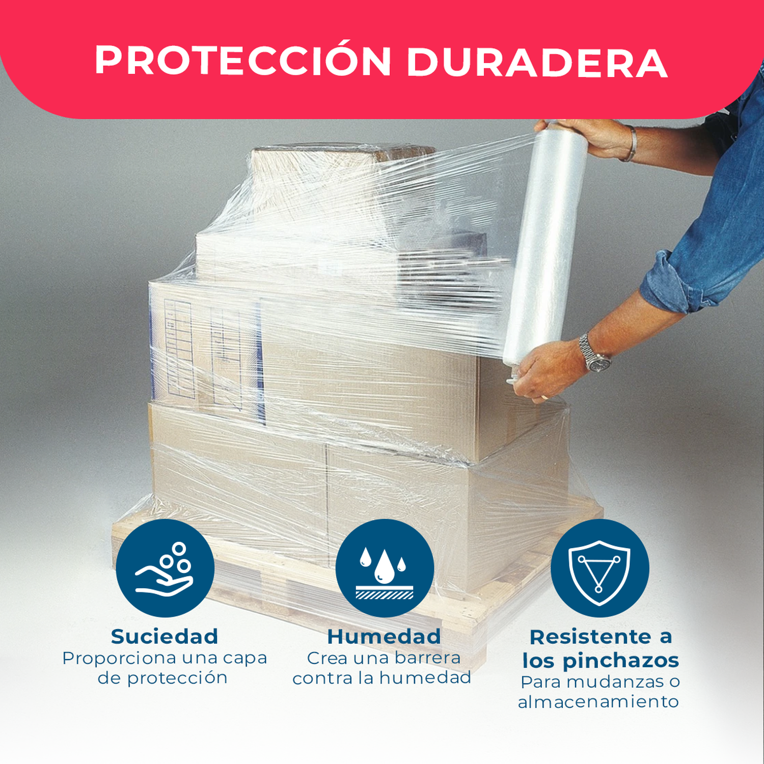 Film Stretch Transparente 1,4kg 275m Pack Mayorista - 3 Uds-4