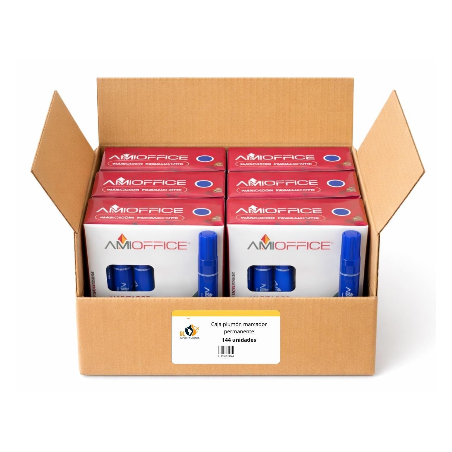 Caja Plumón Marcador Permanente Punta Redonda - 144 uds-0
