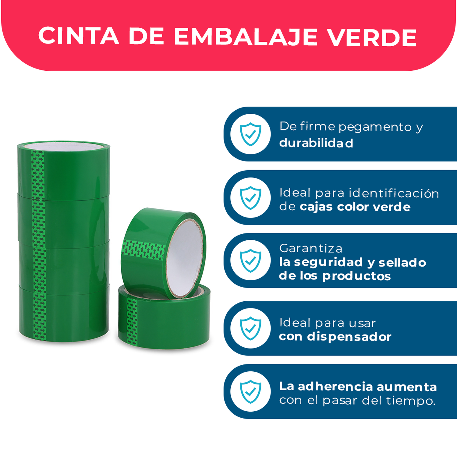 Cinta De Embalaje Verde 48mm*40m - Pack Mayorista - 12 Uds-2