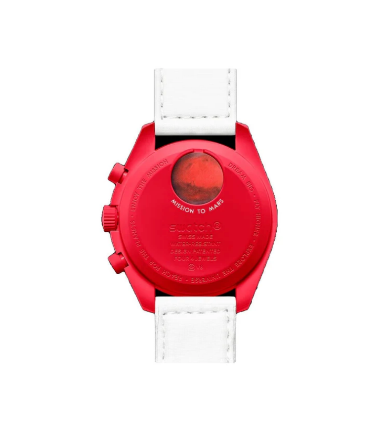 Reloj De Pulsera Omega X Swatch Bioceramic Moonswatch Mission To Mars De Cuerpo Color Rojo-2