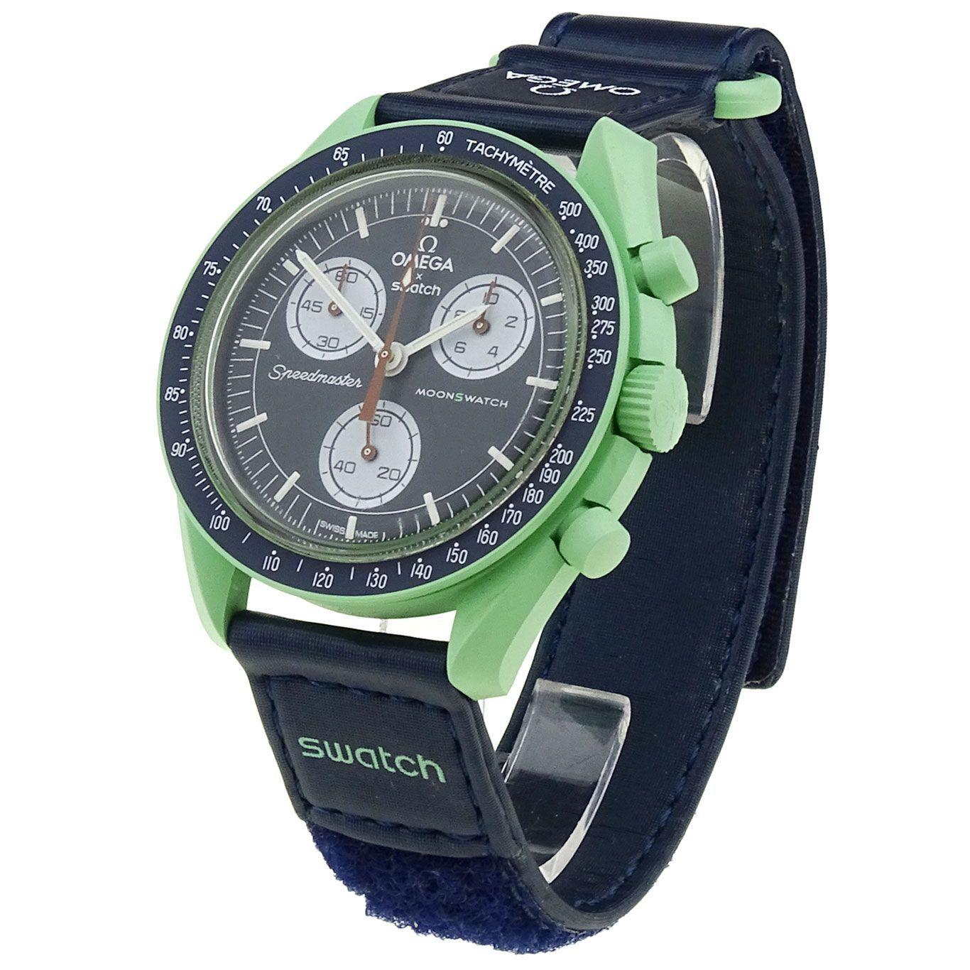 Reloj De Pulsera Omega X Swatch Bioceramic Moonswatch Mission On Earth De Cuerpo Color Verde-1