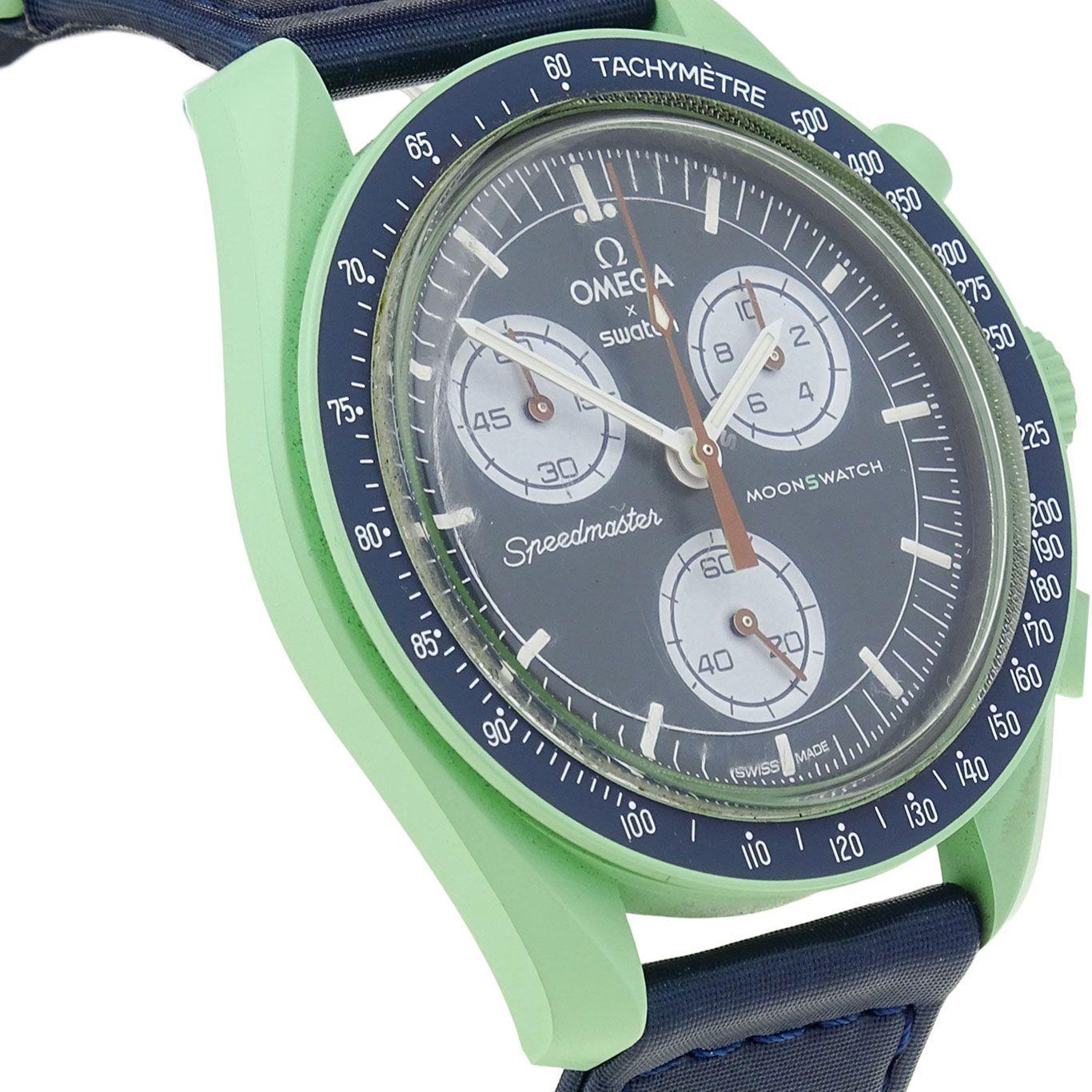 Reloj De Pulsera Omega X Swatch Bioceramic Moonswatch Mission On Earth De Cuerpo Color Verde-2
