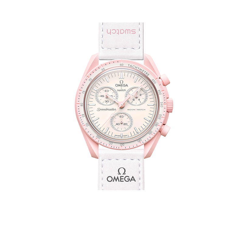 Reloj De Pulsera Omega X Swatch Bioceramic Moonswatch Mission To Venus De Cuerpo Color Rosa-0