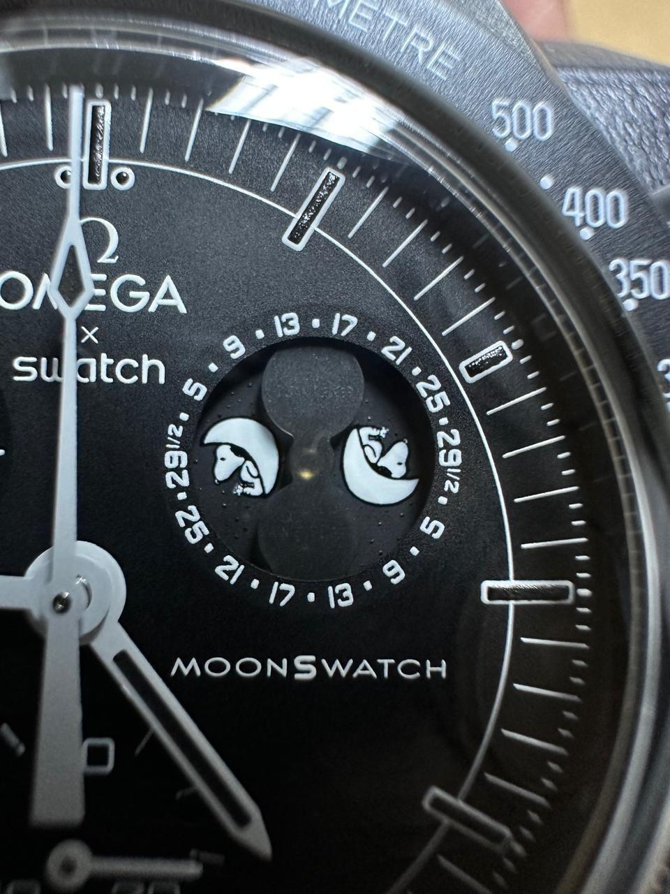 Reloj Omega Swatch Snoopy Moonswatch Mission Moonphase Black-5
