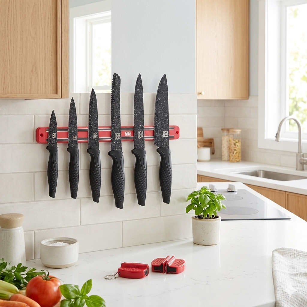 SET DE CUCHILLO MAS AFILADOR 7 PCS ACERO INOXIDABLE-3