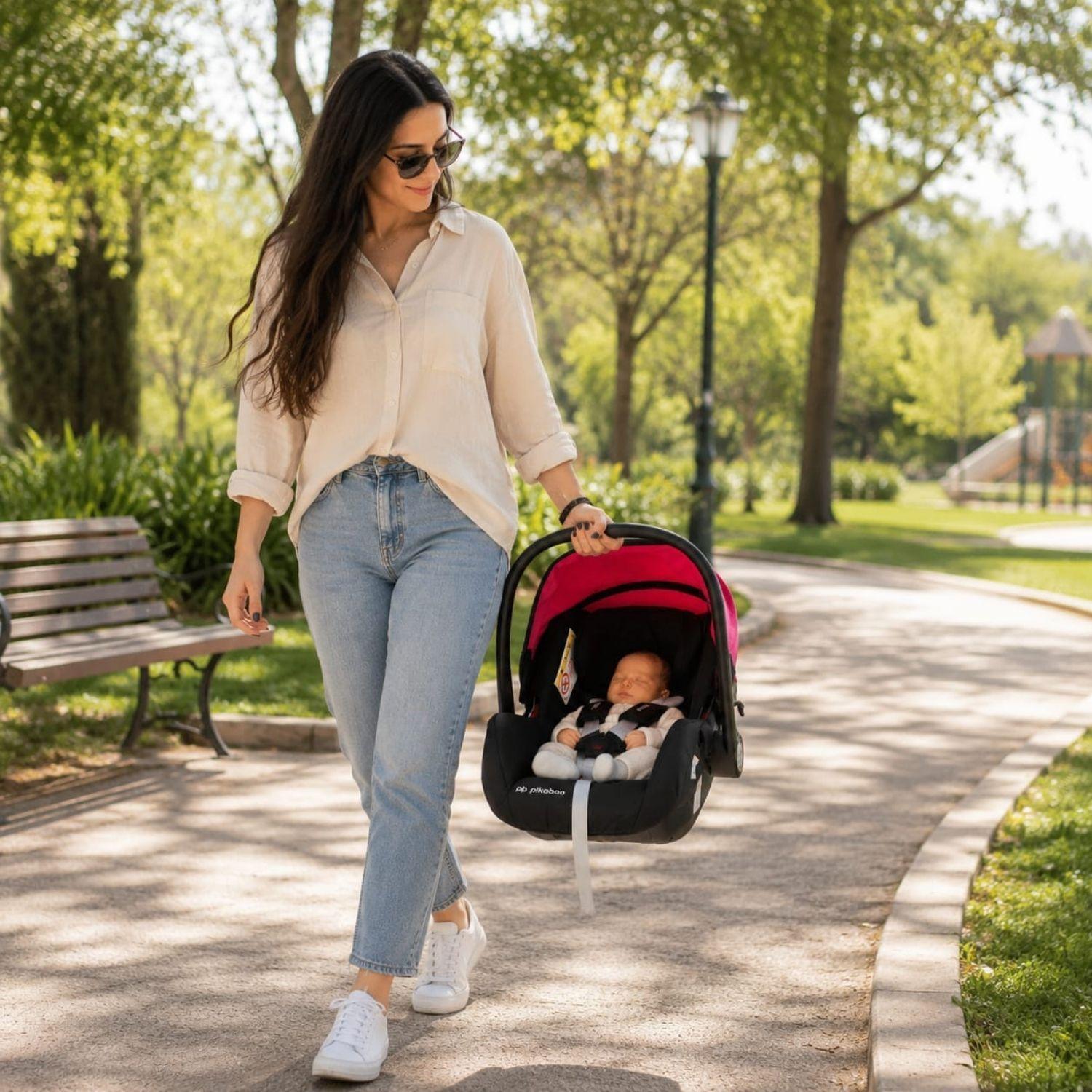Coche Travel System FJ Rosado y negro Pikaboo-4