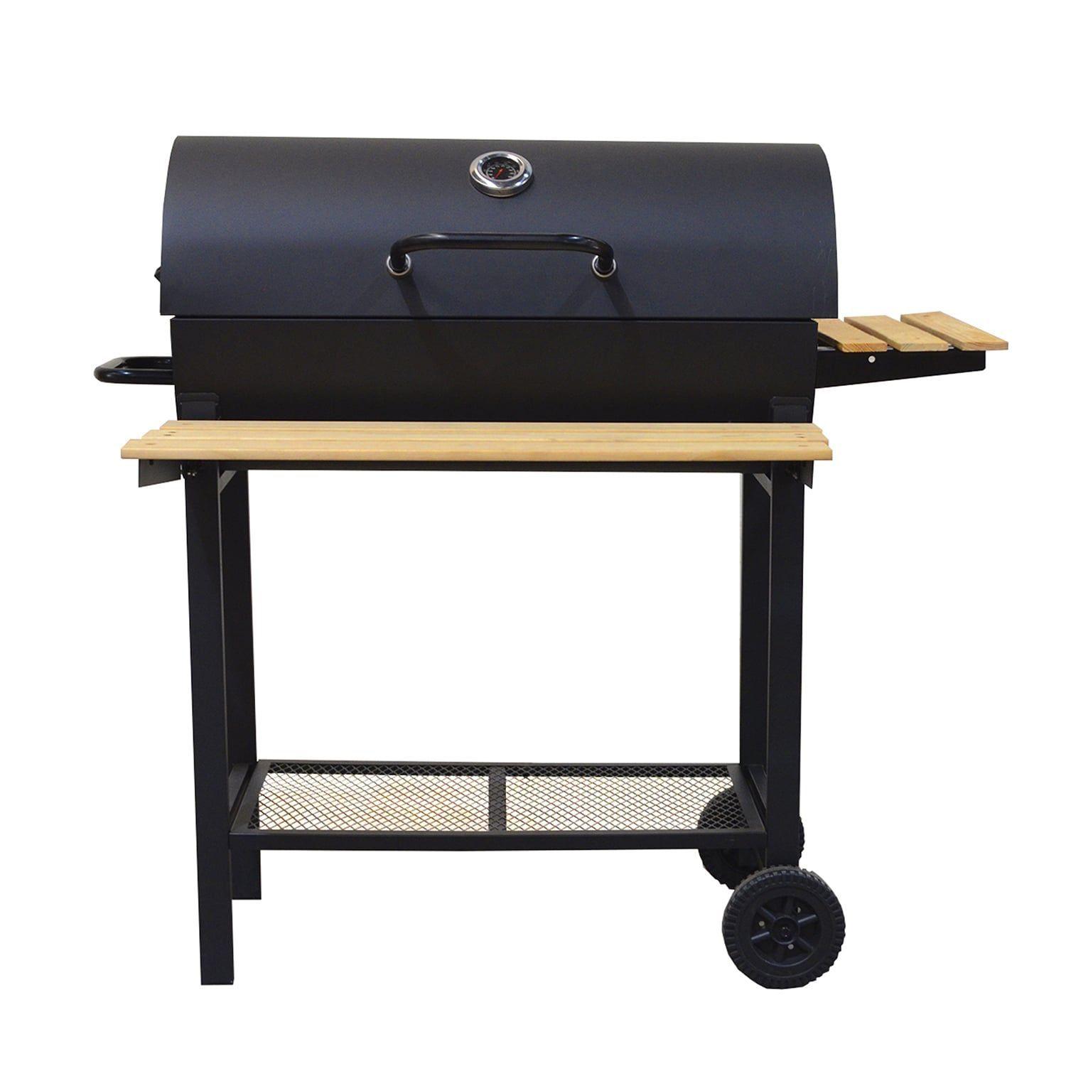 PARRILLA A CARBON BLACK LINE CON TAPA Y RUEDAS KY1813 24F-2