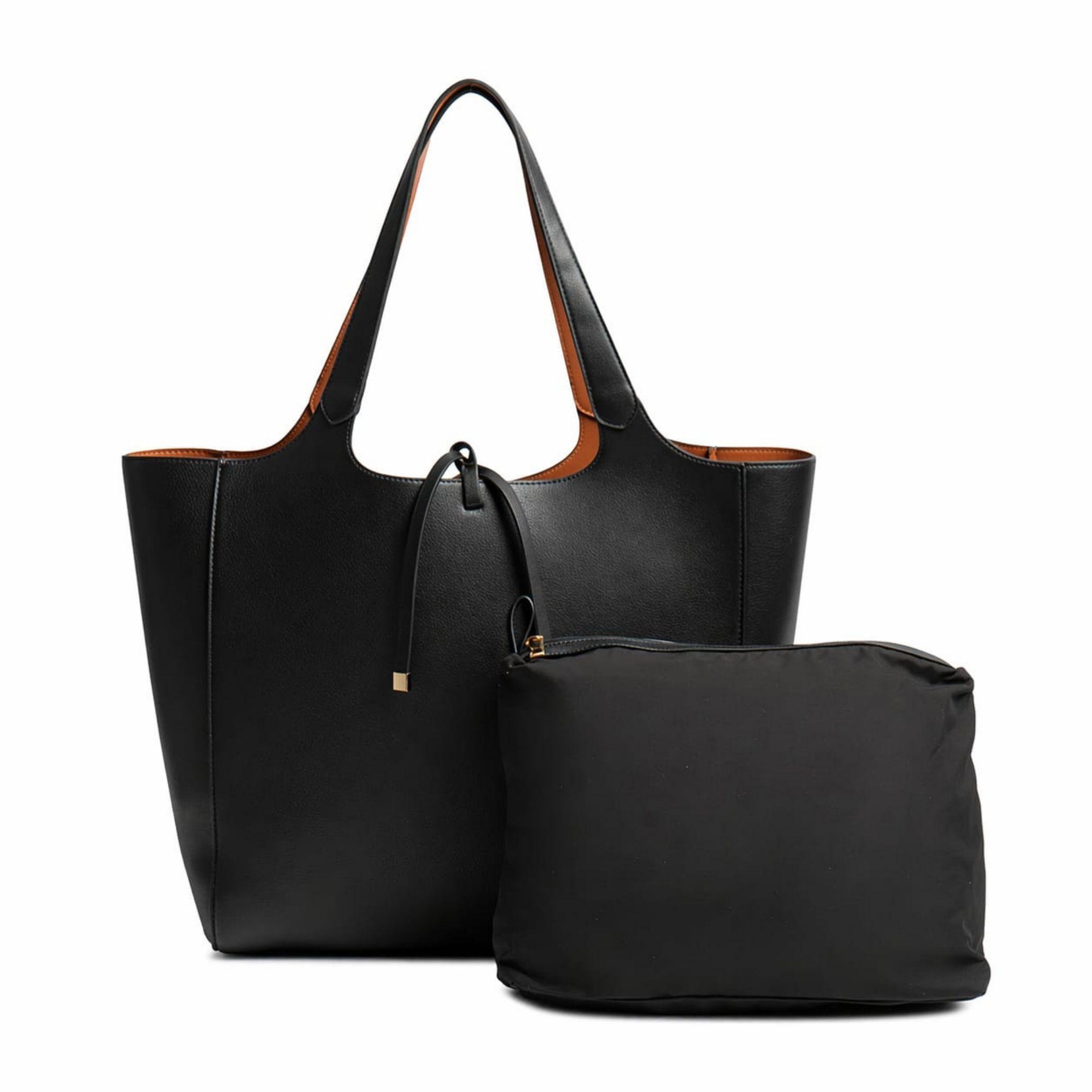 SHOPPER REVERSIBLE NEGRA CON ESTUCHE CAFE CLARO-1