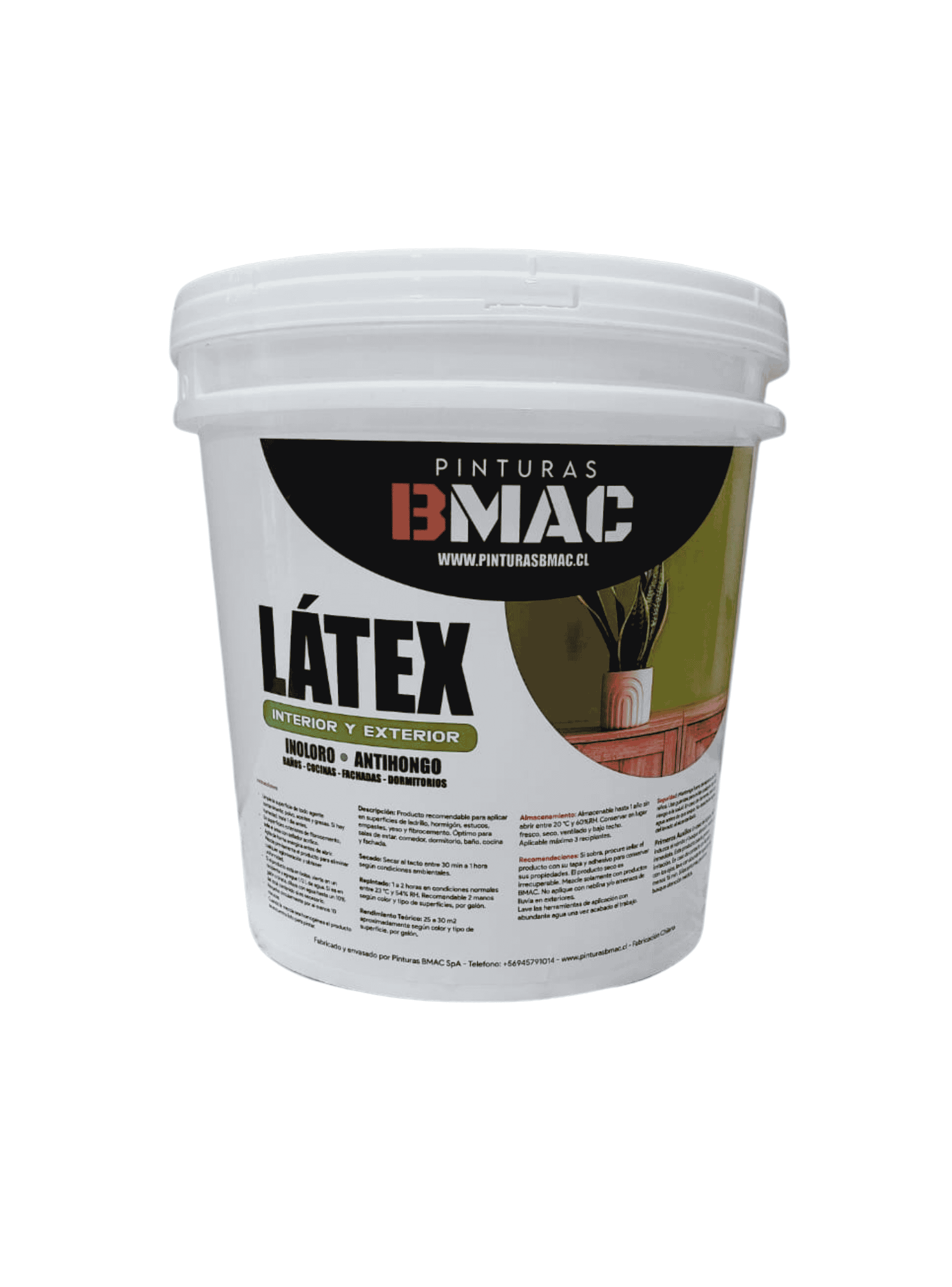 Látex Interior y Exterior Blanco Tineta 10 Litros BMAC-1