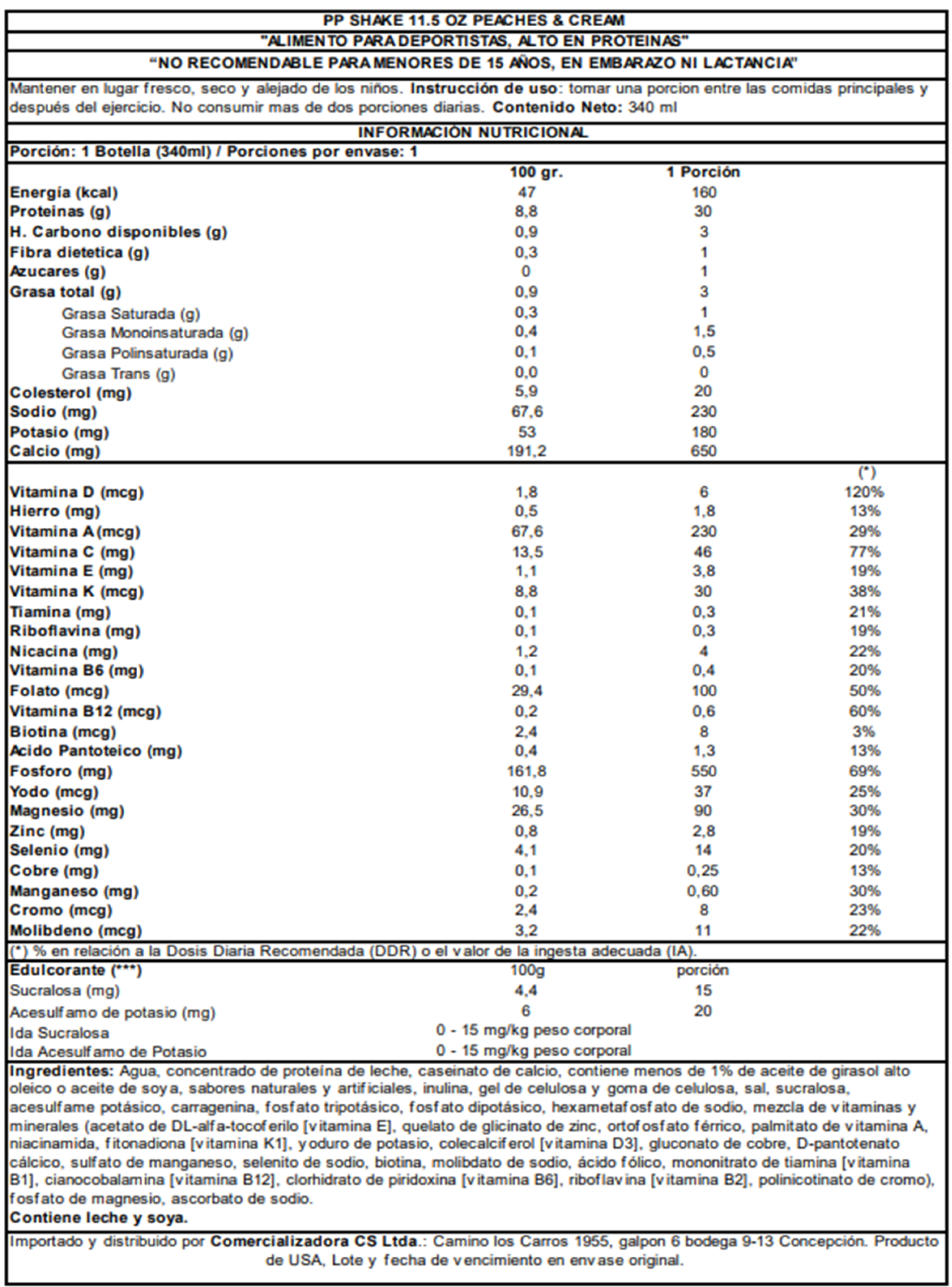 Protein Shake RTD Peach And Cream 340 ml-1