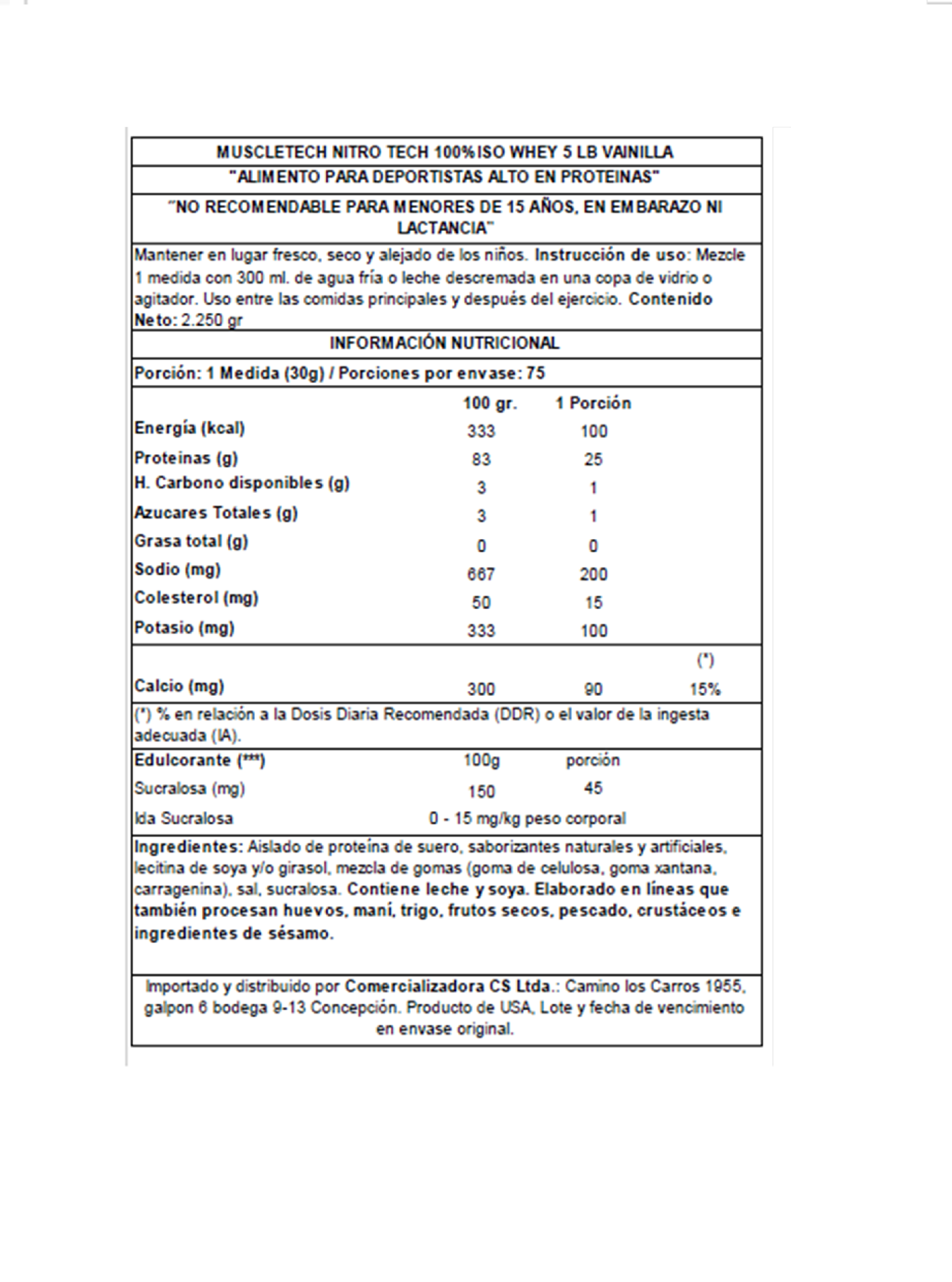Muscletech Proteina Nitro Tech 100% Iso Whey 5 Lb Vanilla -2