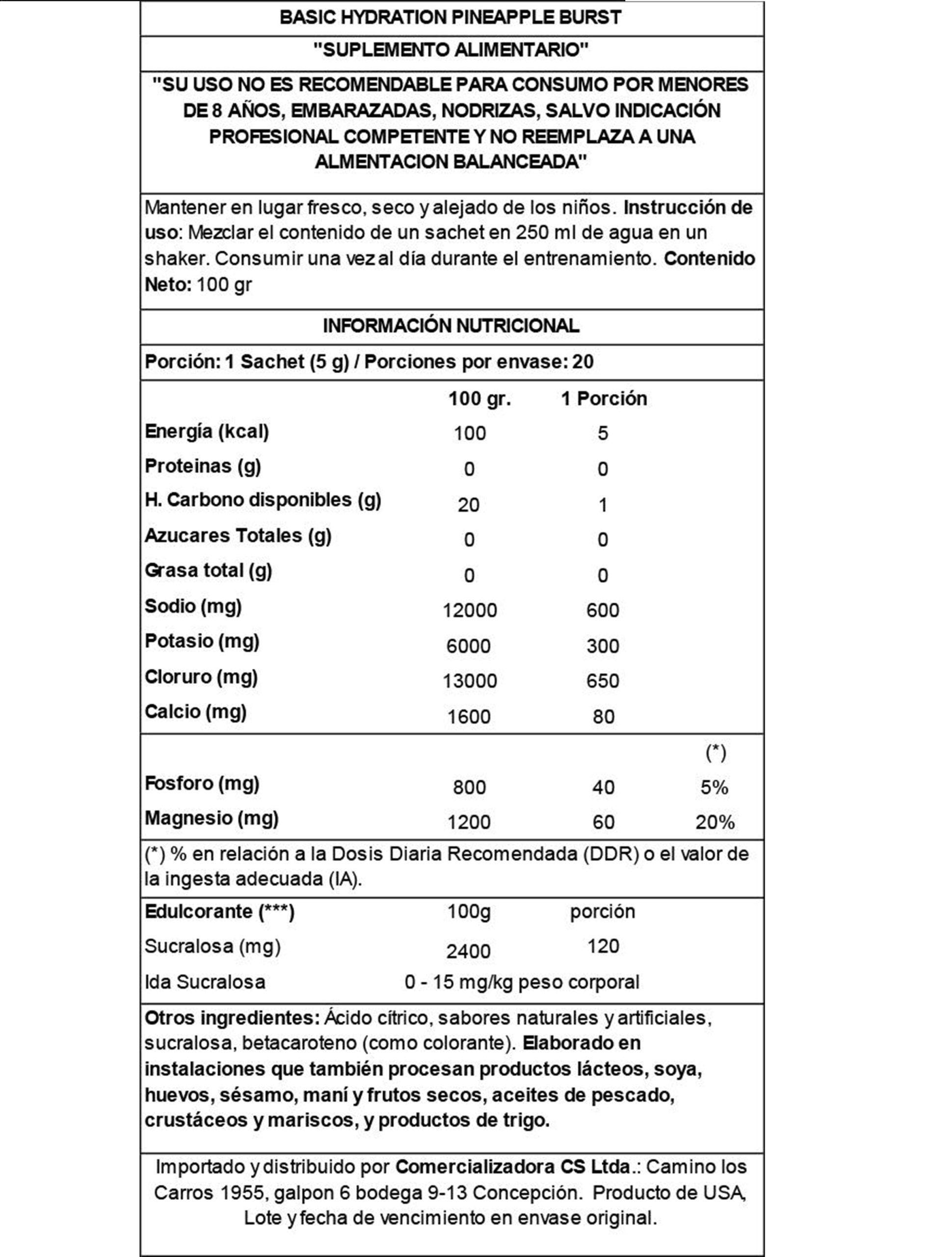 Basic Electrolito Hydration 5 G X 20 Pineapple Burst -2