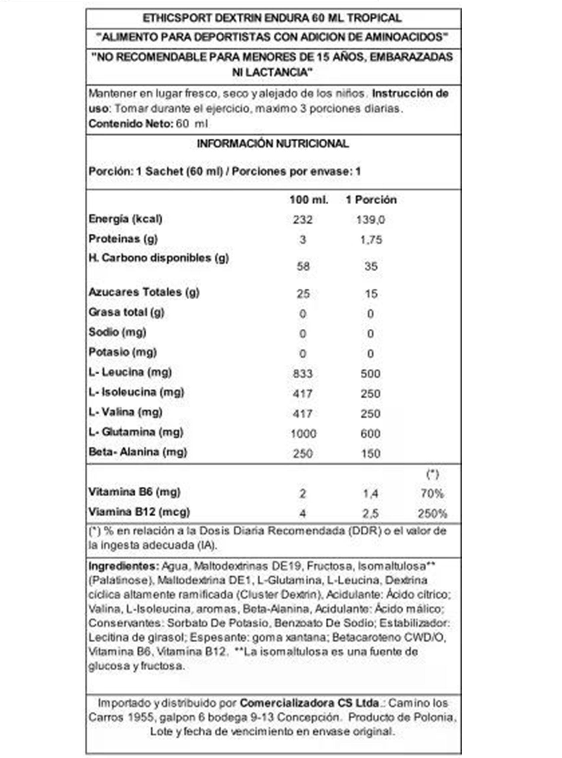 Caja Gel Super Dextrin Endura 60 Ml  X 15 Tropical -2