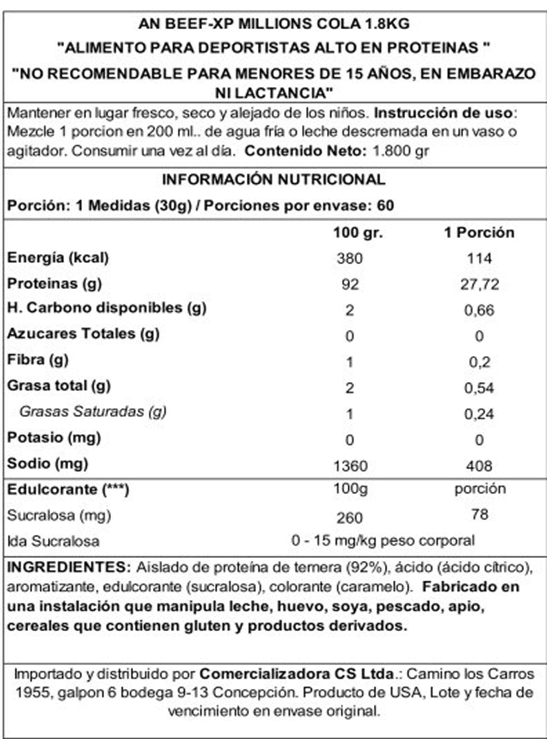 Proteina Beef Xp 1.8 Kg Millions Cola-1