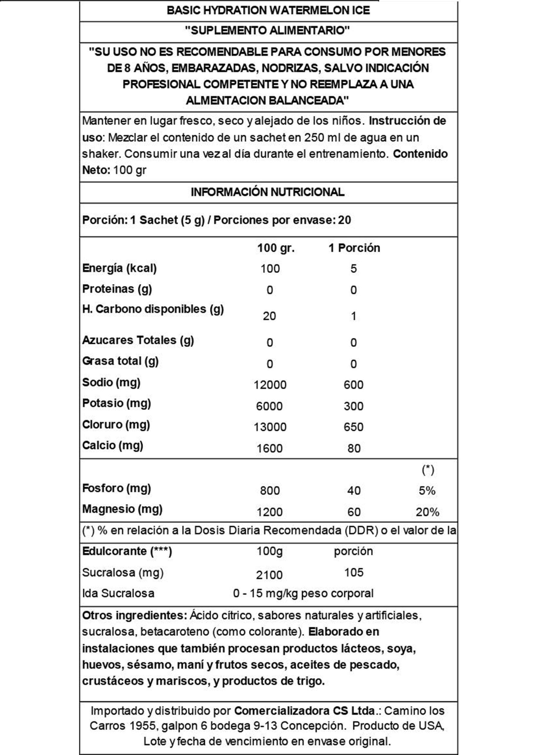 Basic Electrolito Hydration 5 G X 20 Watermelon -2