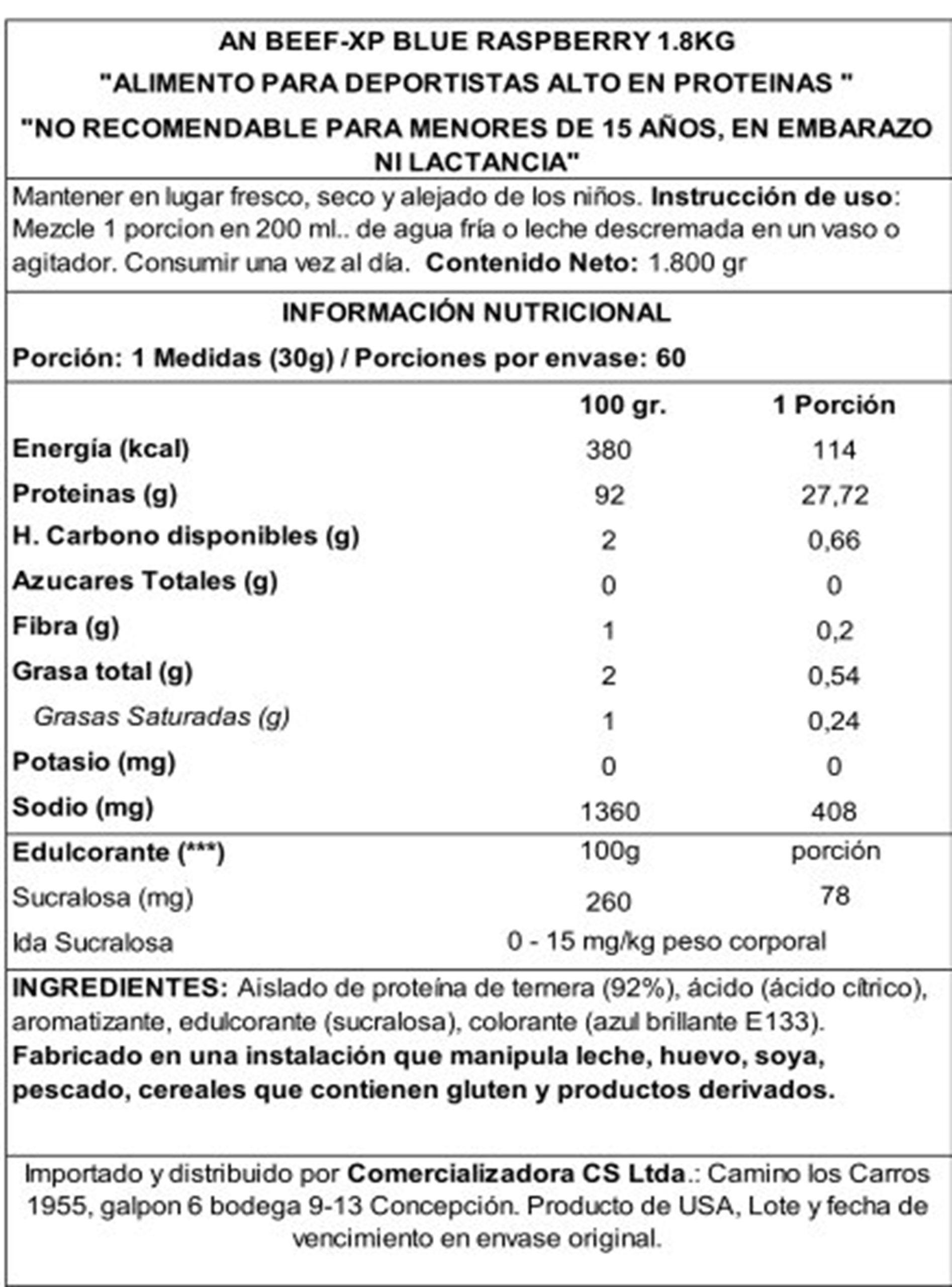 Proteina Beef Xp 1.8 Kg Blue Raspberry-1