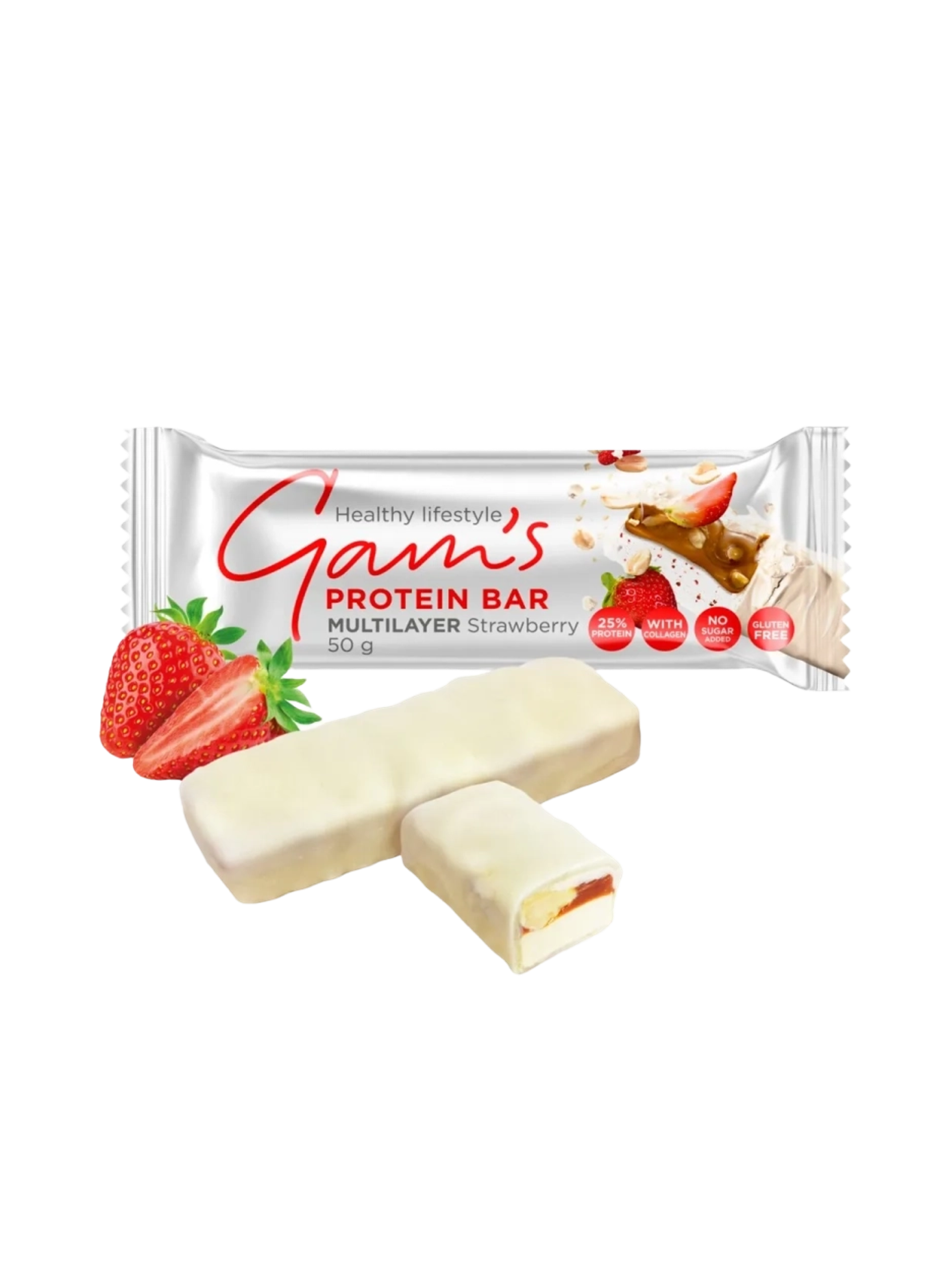 Barra de Proteina GAMS Multilayer 50 g Strawberry -0