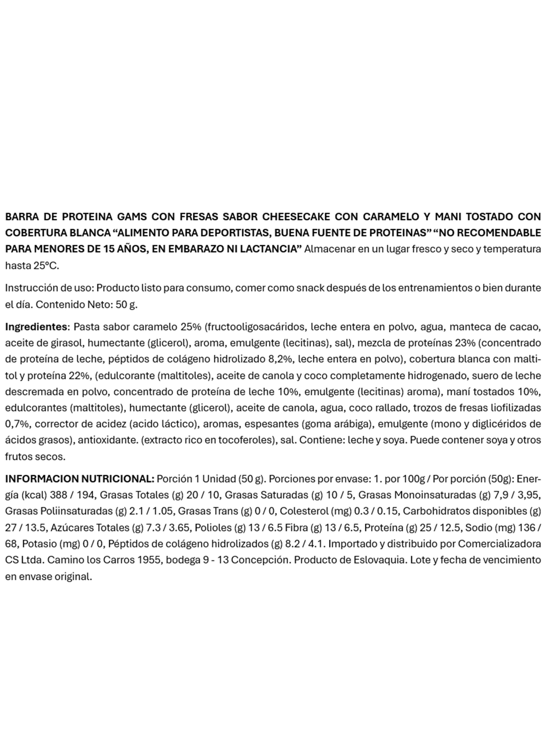 Barra de Proteina GAMS Multilayer 50 g Strawberry -1