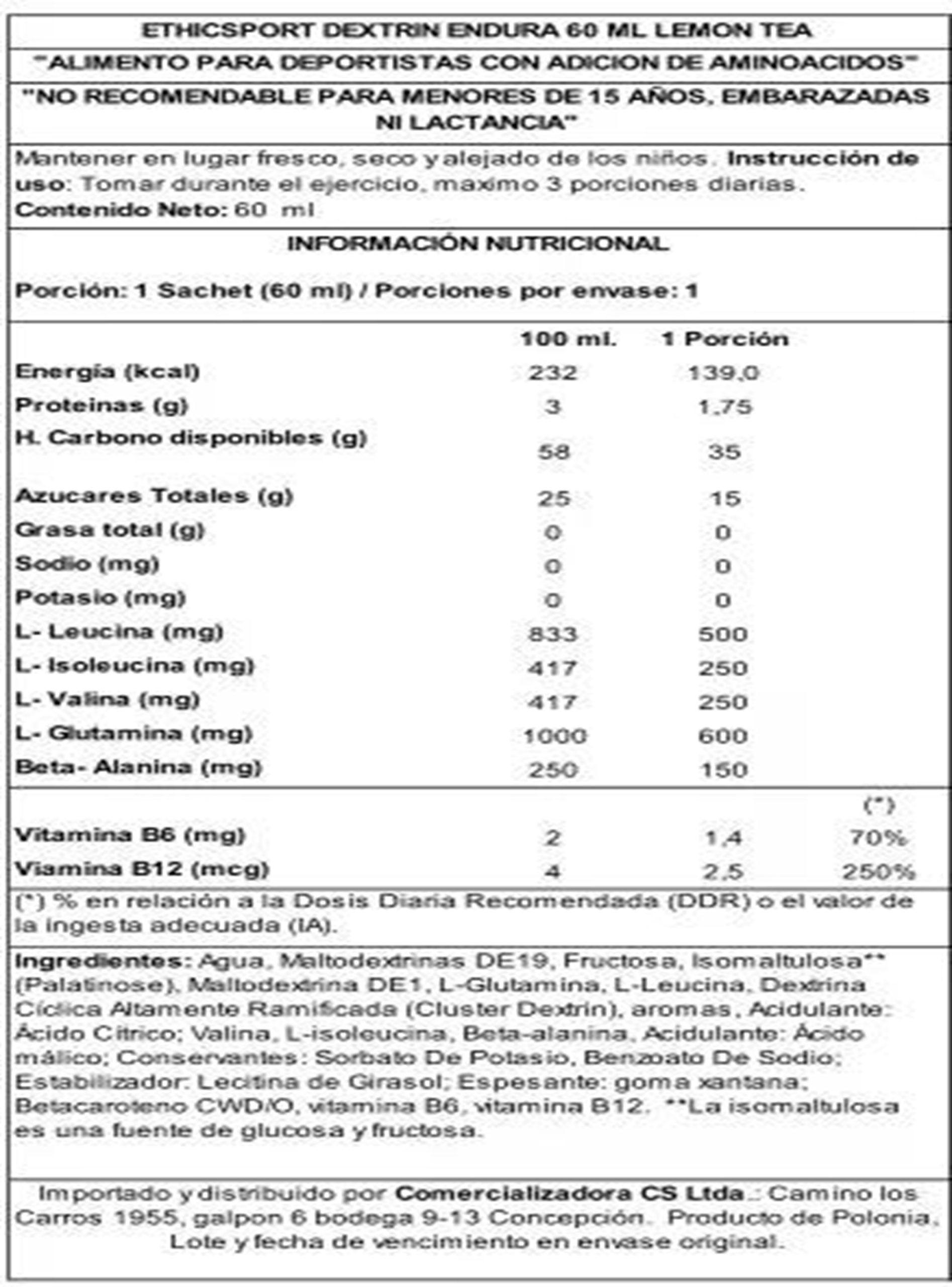 Caja Gel Super Dextrin Endura 60 Ml  X 15 Lemon Tea -2