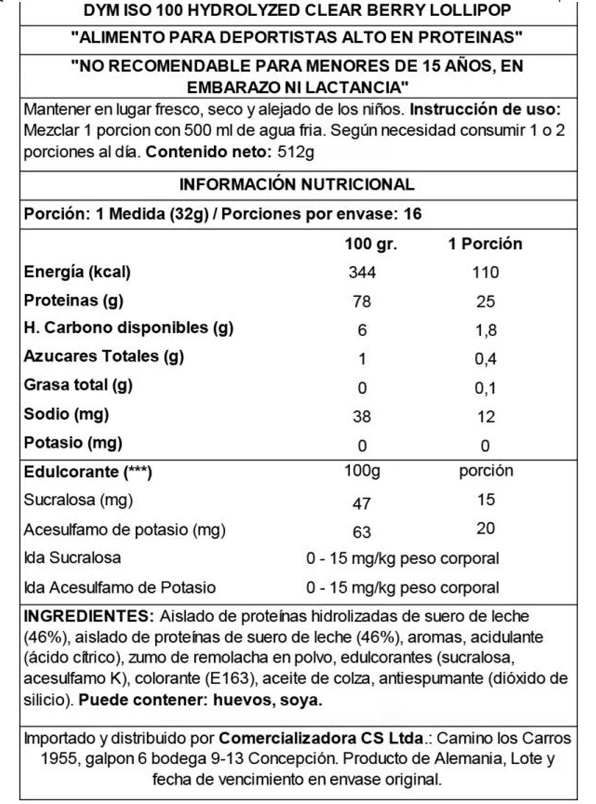 Dymatize Proteina Iso 100 Hydrolyzed Clear 1.13 Lb Berry Lollipop-1