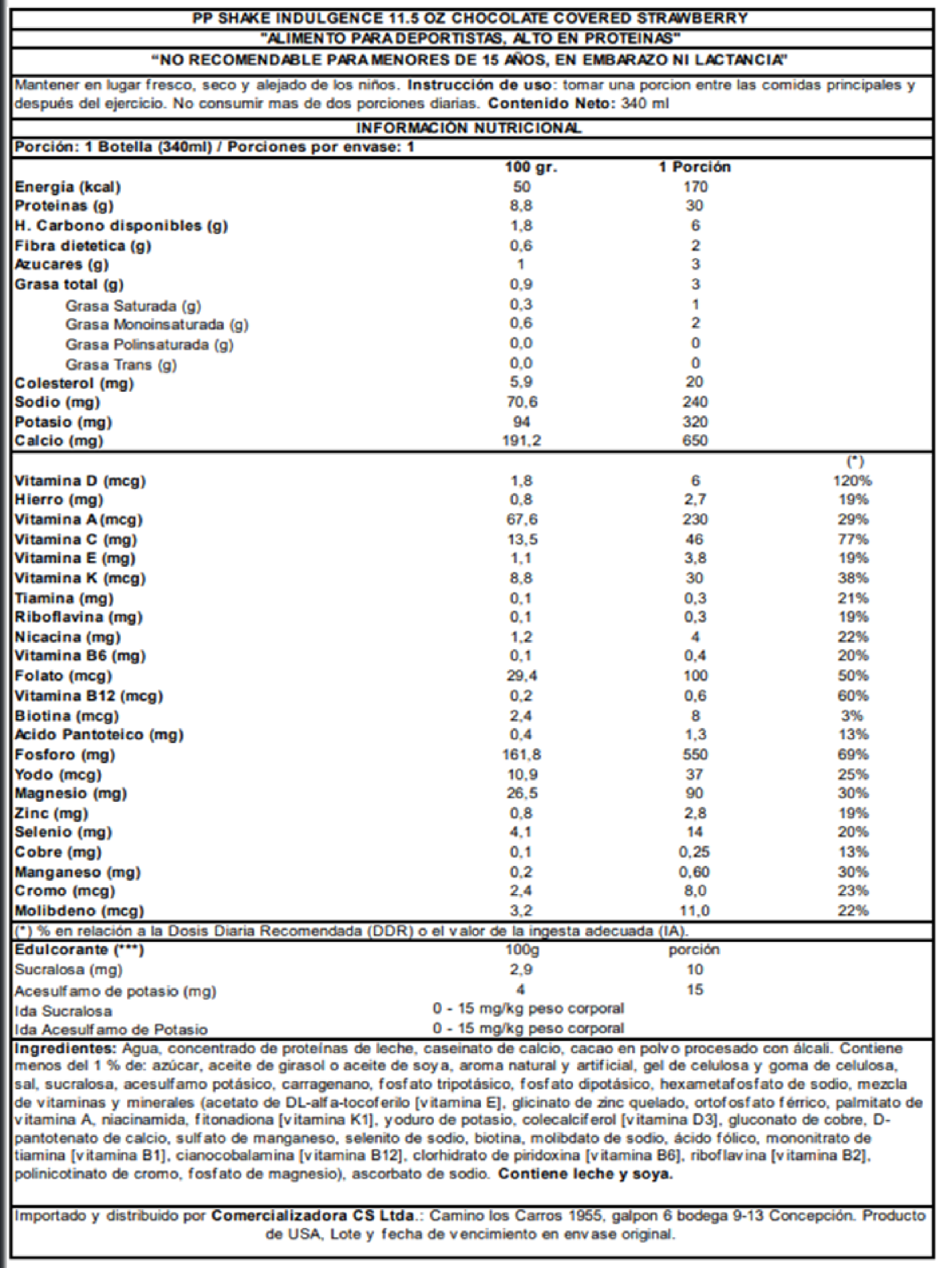 Protein Shake RTD Indulgence Chocolate Covered Strawberry 340 ml-1
