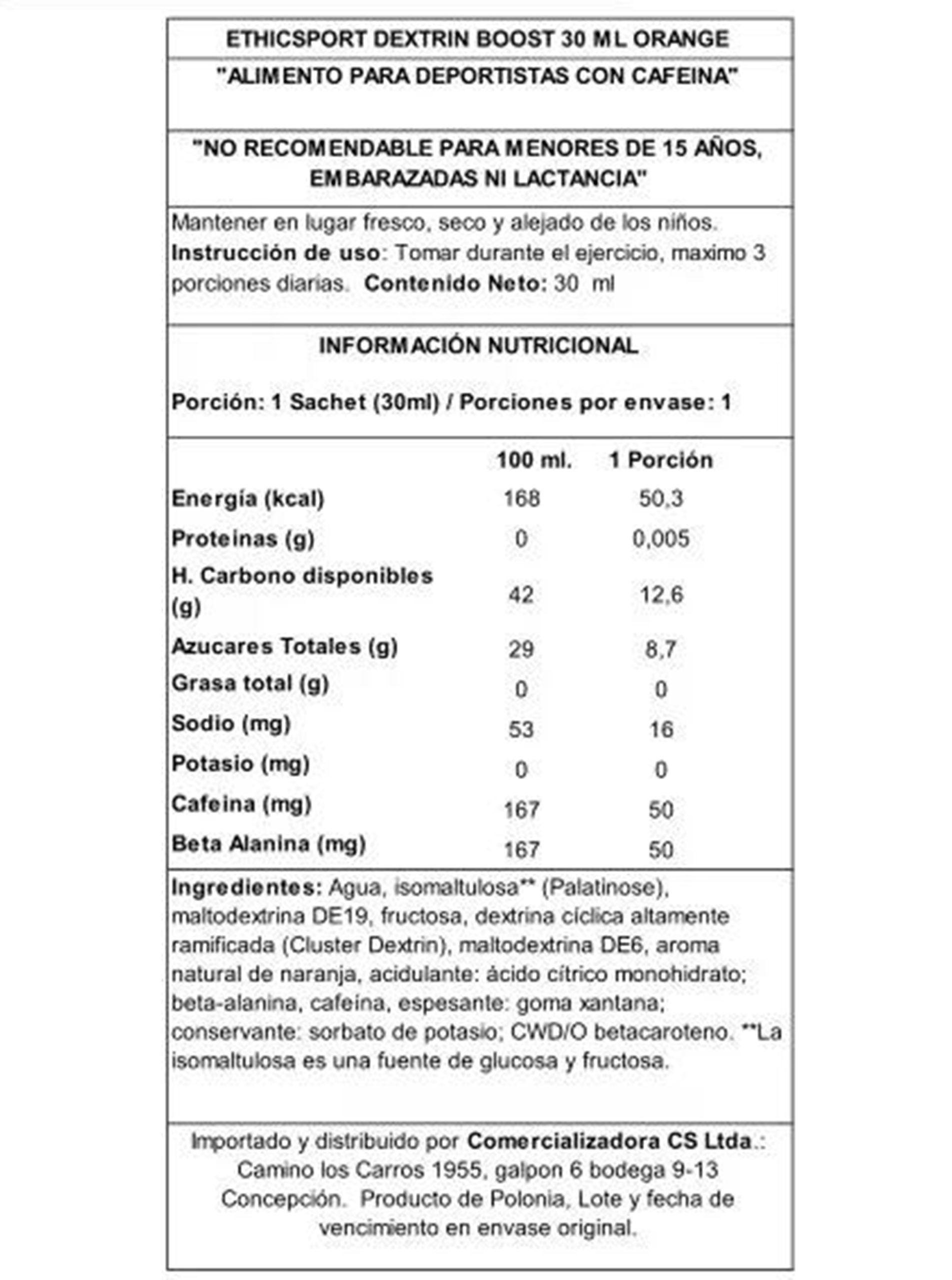 Caja Gel Super Dextrin Boost 30 Ml  X 20 Orange -2