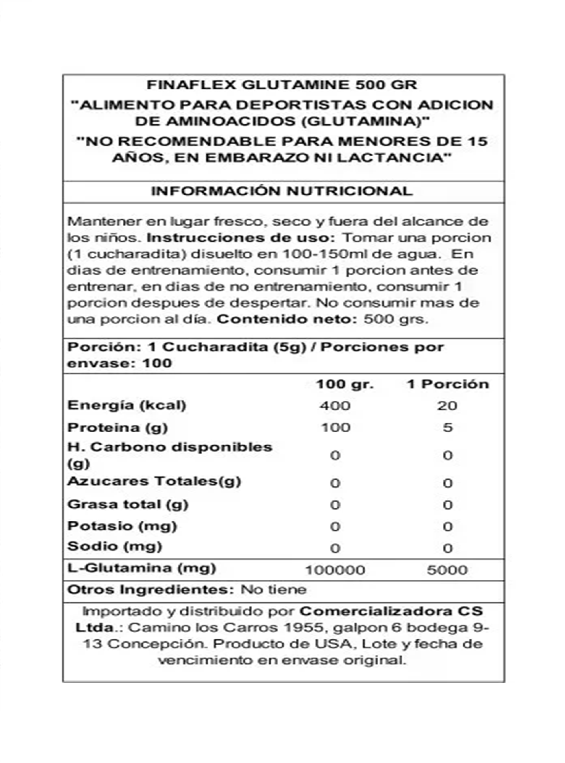 Glutamina 500 G Sin Sabor -2