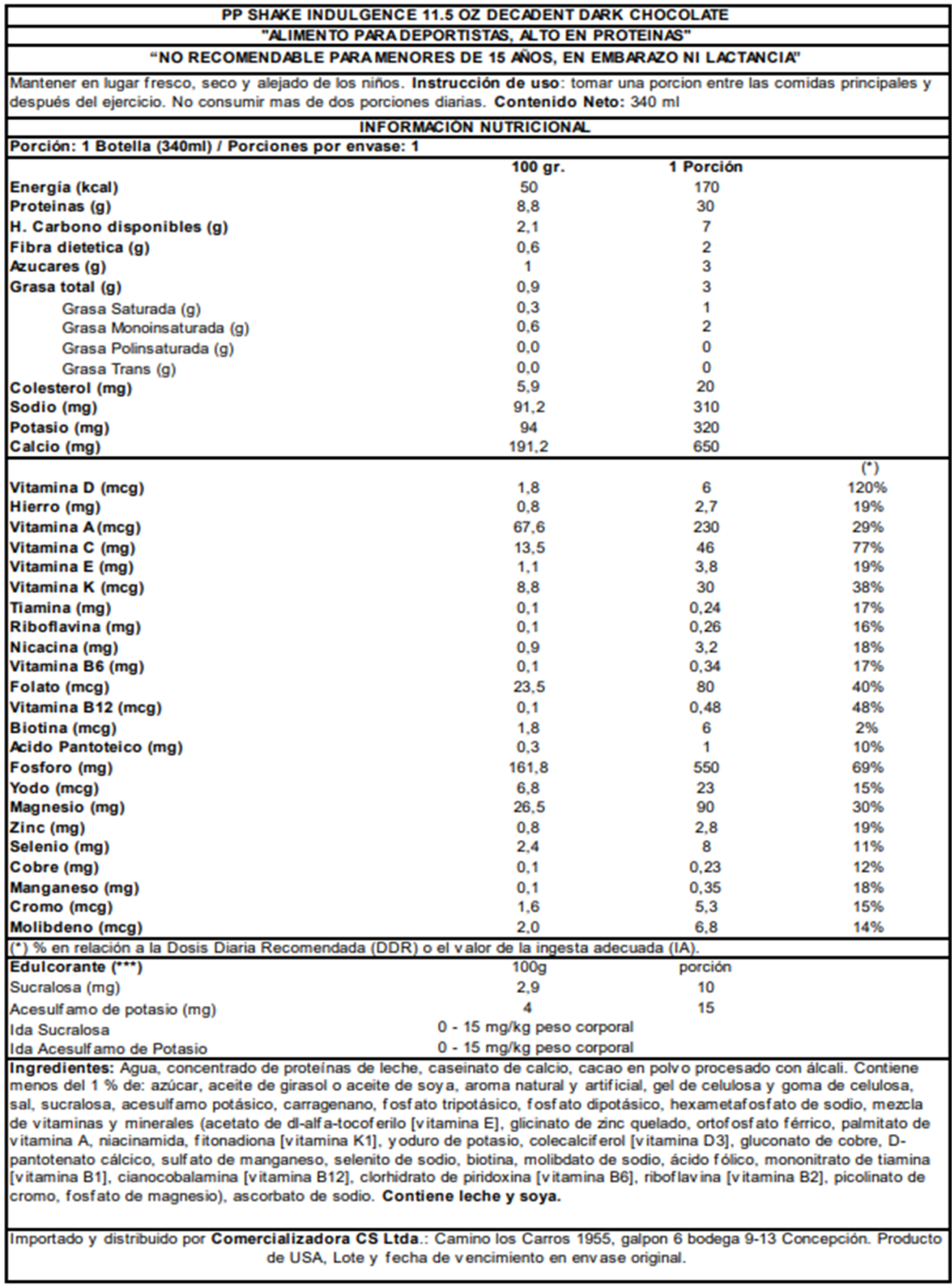 Protein Shake RTD Indulgence Decadent Dark Chocolate 340 ml-1