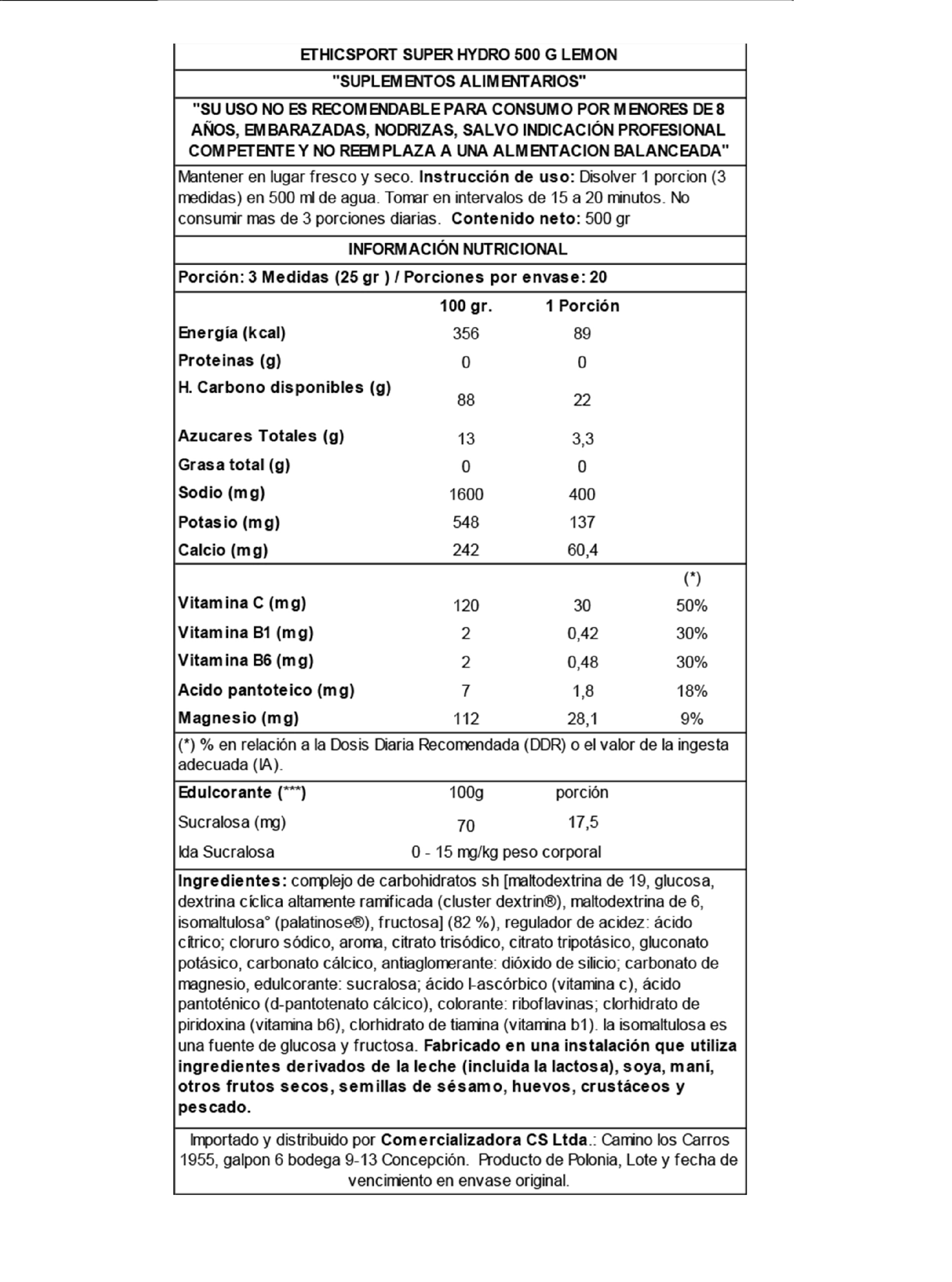 Electrolito Super Hydro 500 G Lemon -2