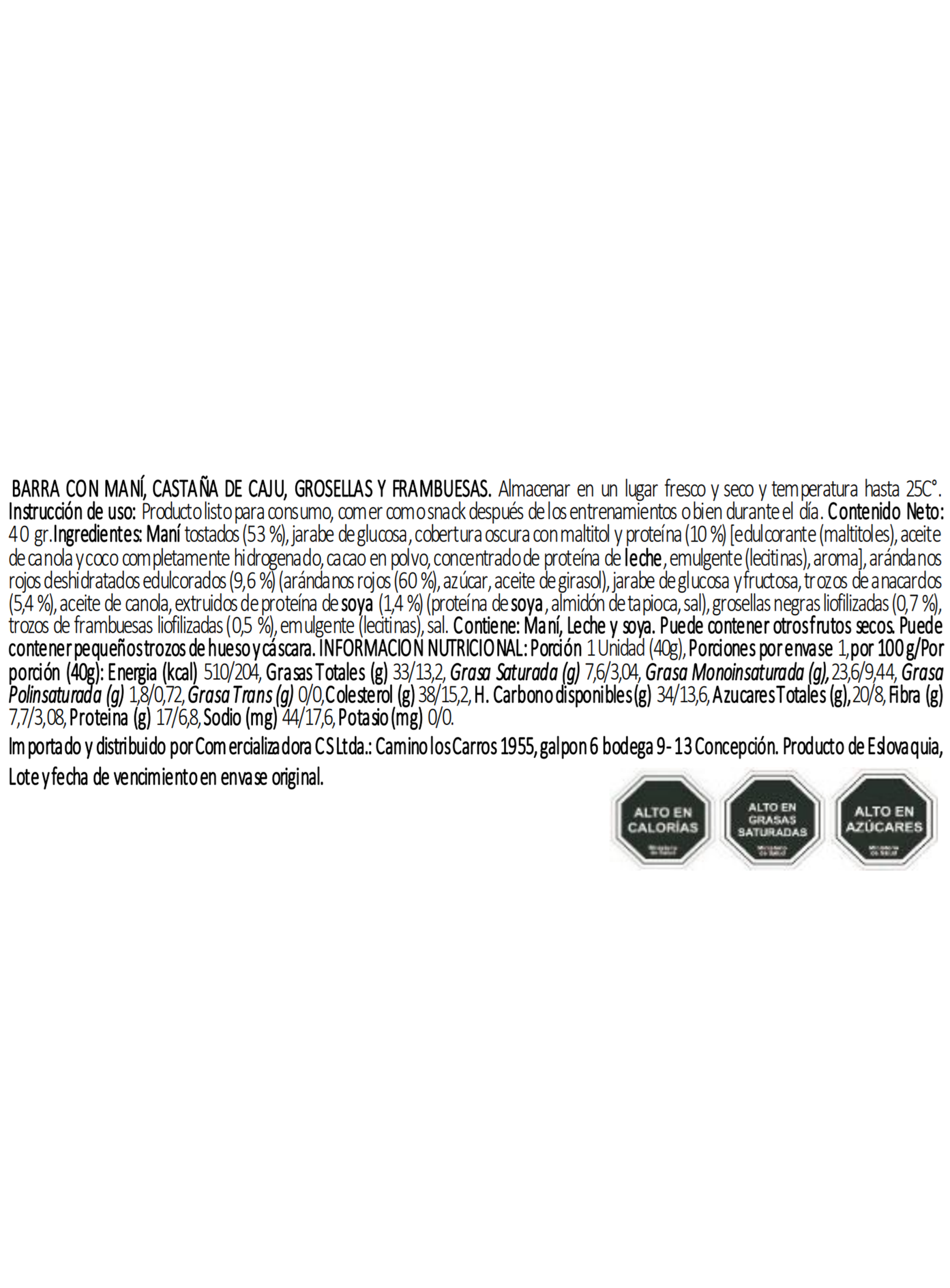 Barra de Proteina GAMS B Nuts 40 g Berries -2