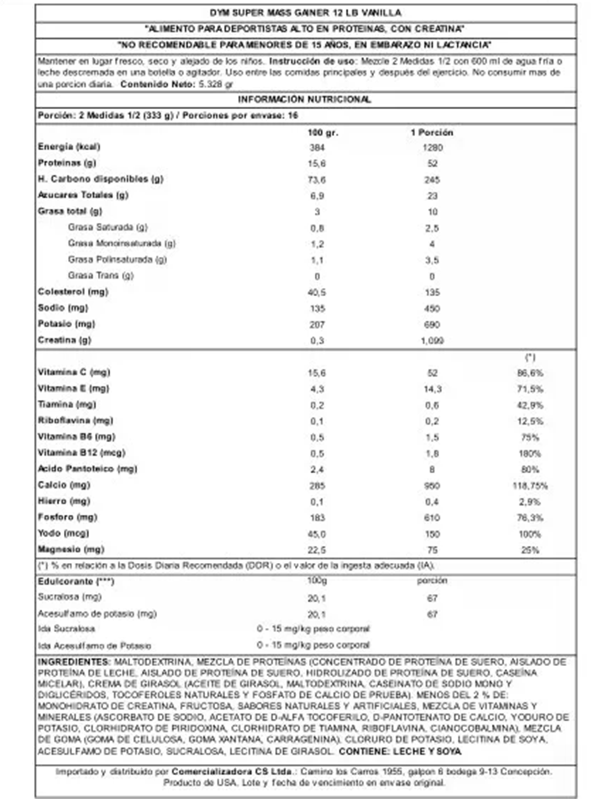 Gainer Super Mass 12 Lb Gourmet Vanilla -2