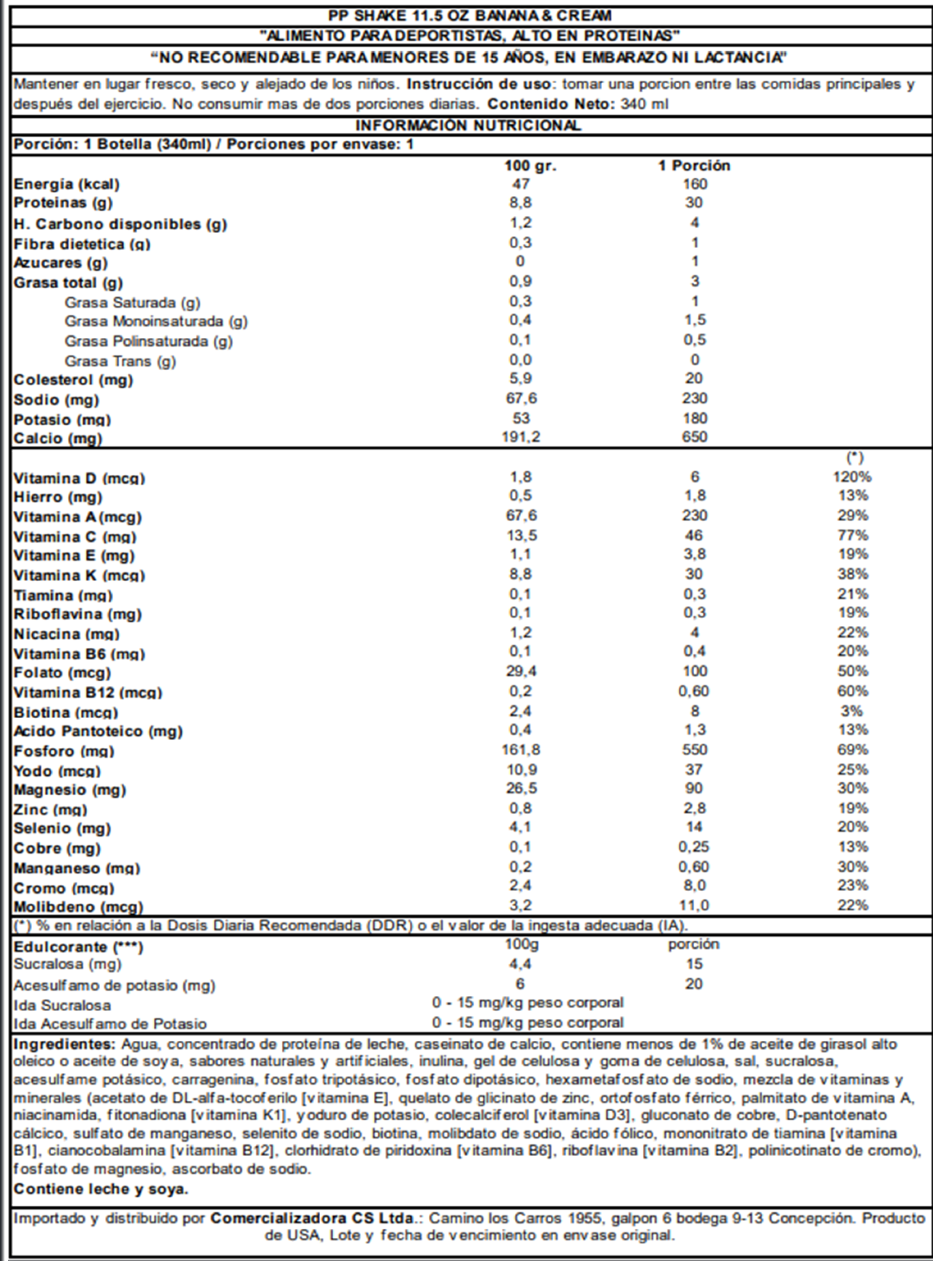 Protein Shake RTD Banana And Cream 340 ml-1
