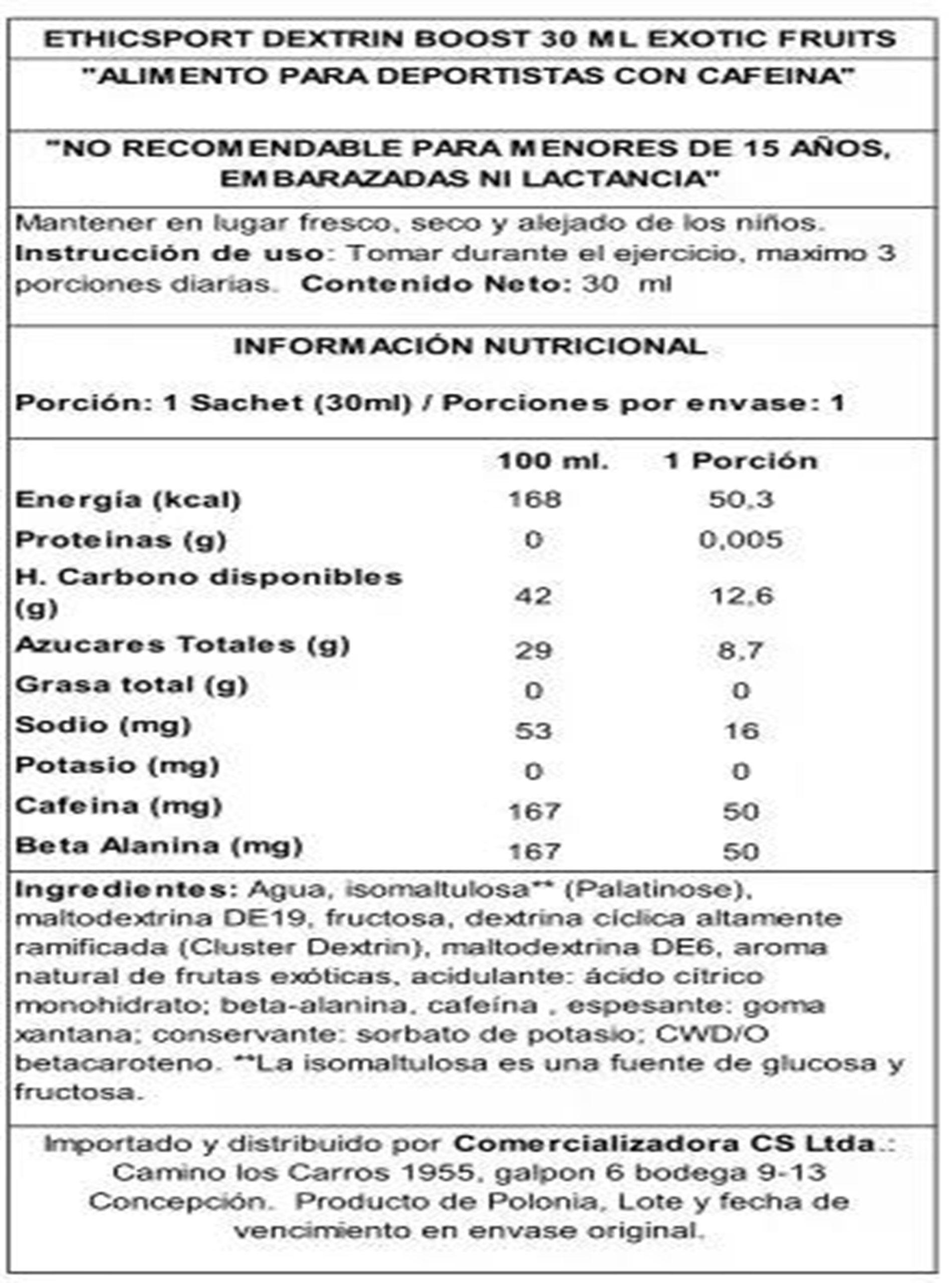 Caja Gel Super Dextrin Boost 30 Ml X 20 Exotic Fruits-2