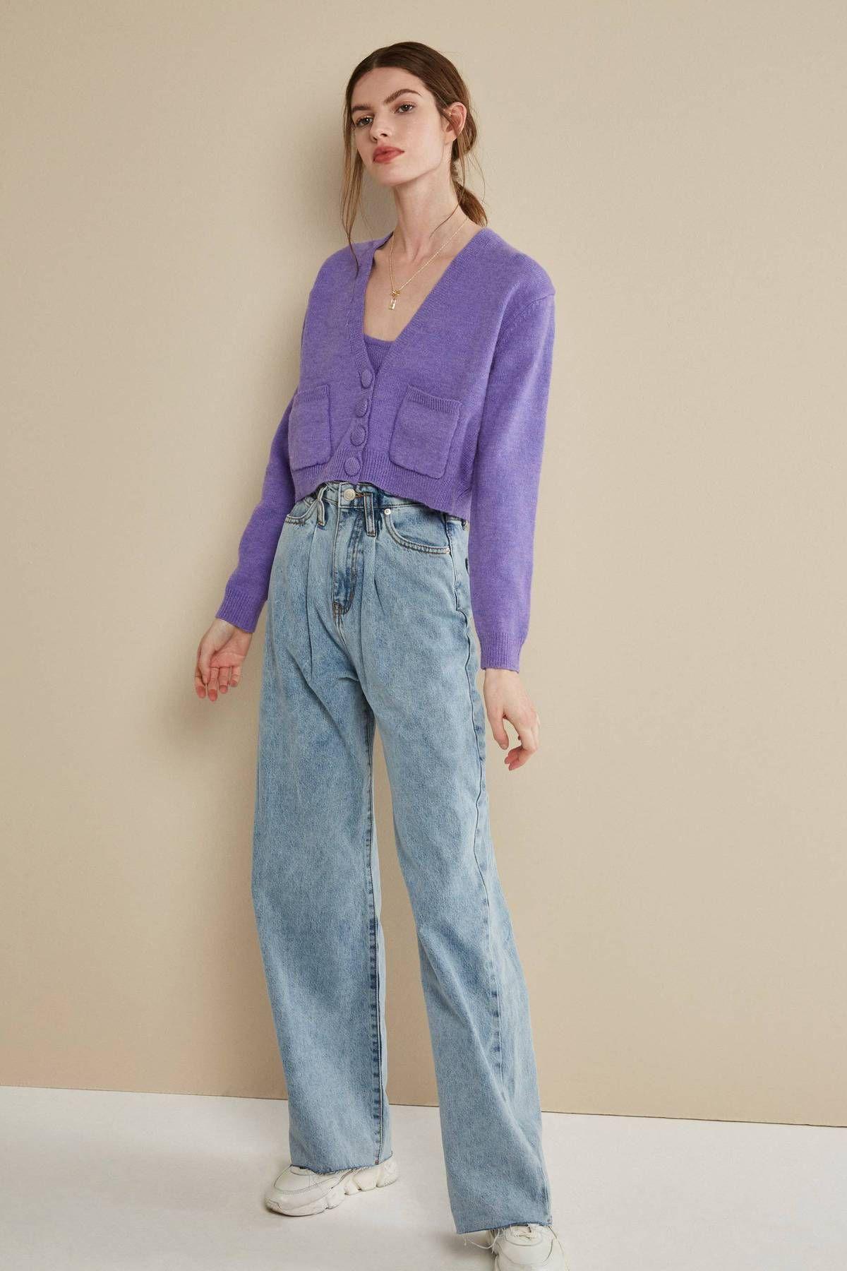 Pantalon denim Yellow celeste-1