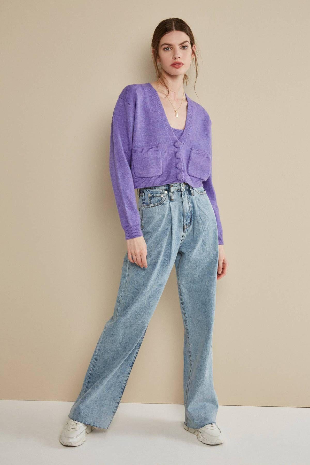 Pantalon denim Yellow celeste-0