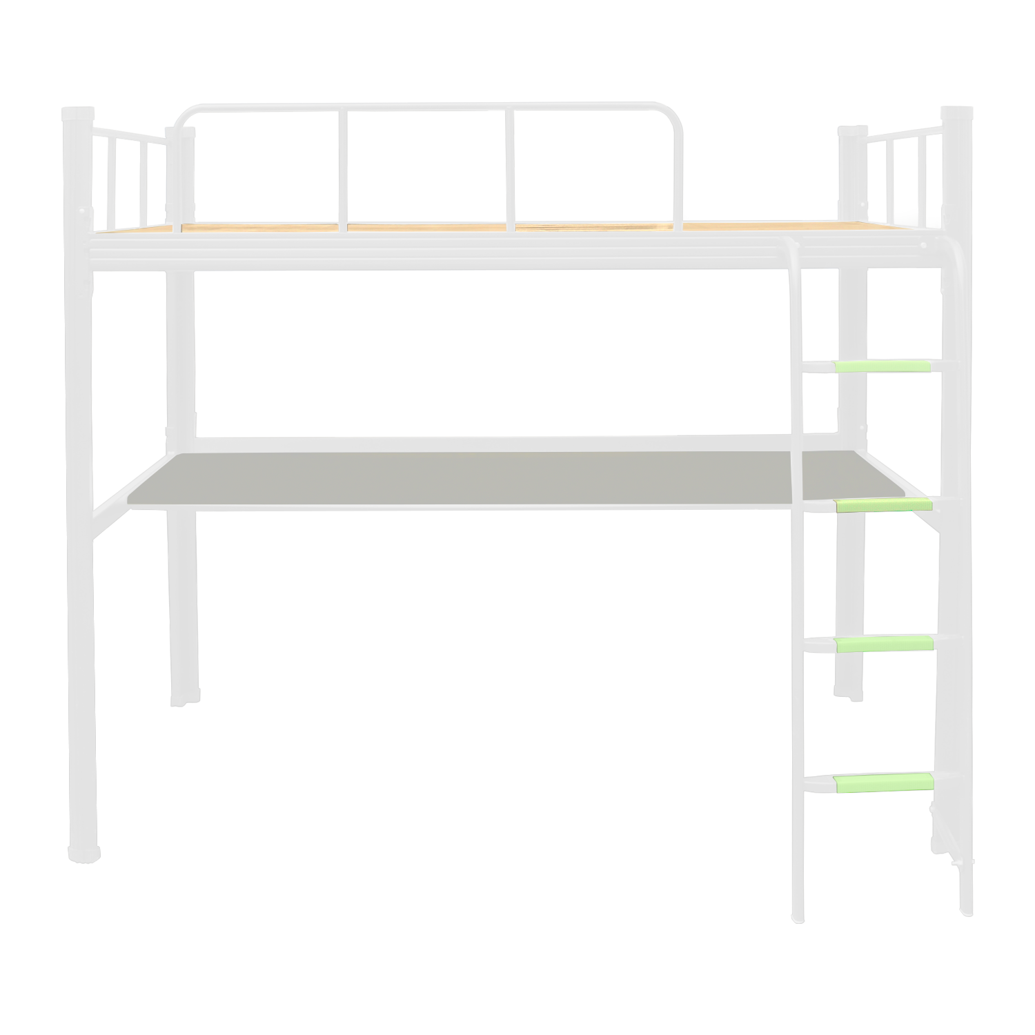 Cama alta con escritorio Strong 1 plaza blanco-1