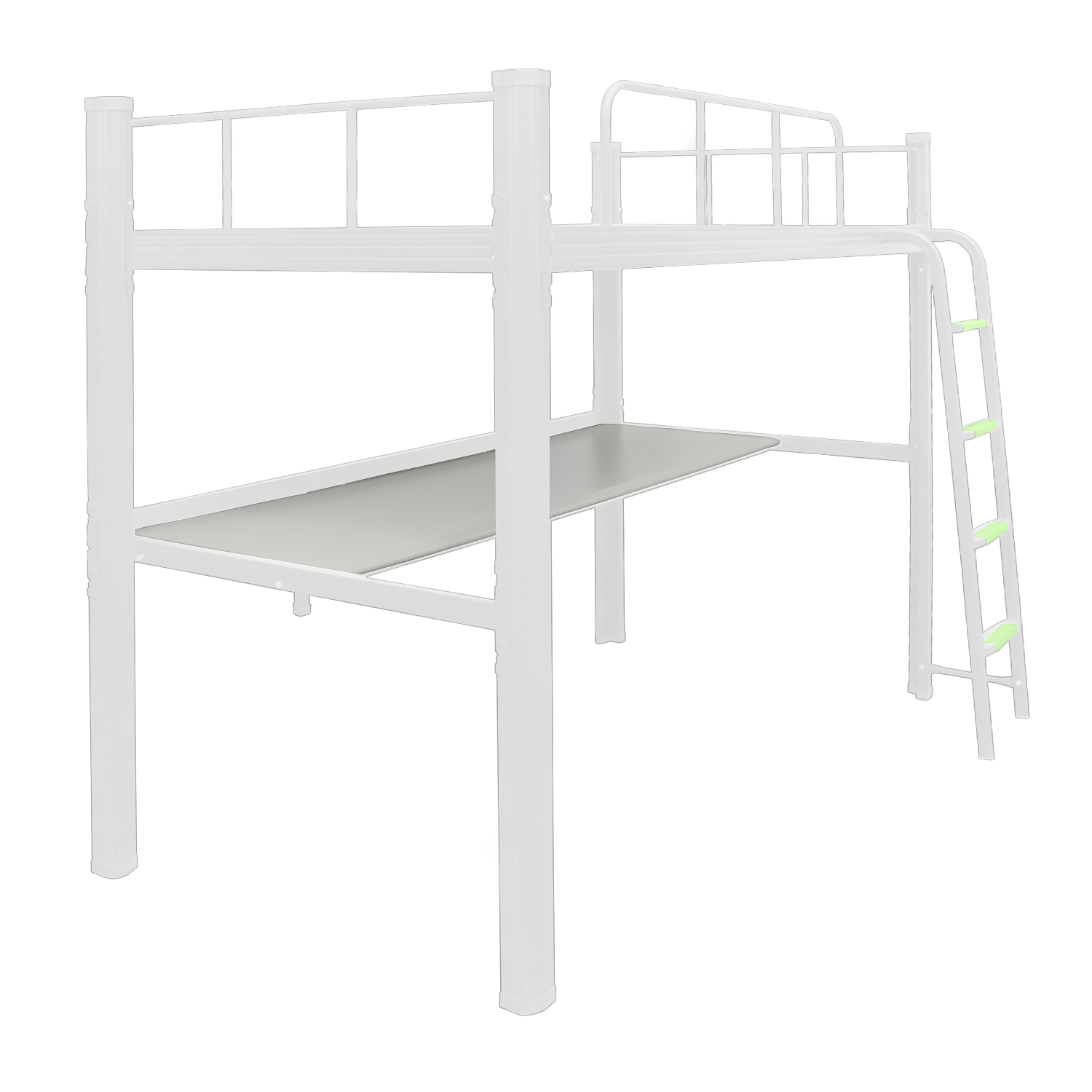 Cama alta con escritorio Strong 1 plaza blanco-2